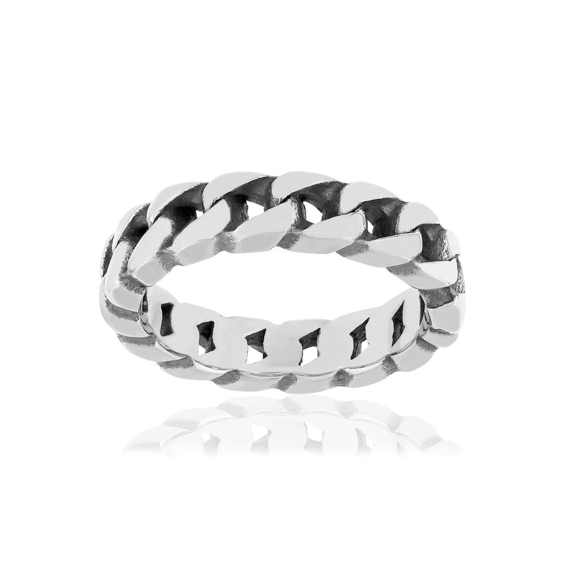 Bague acier maille gourmette