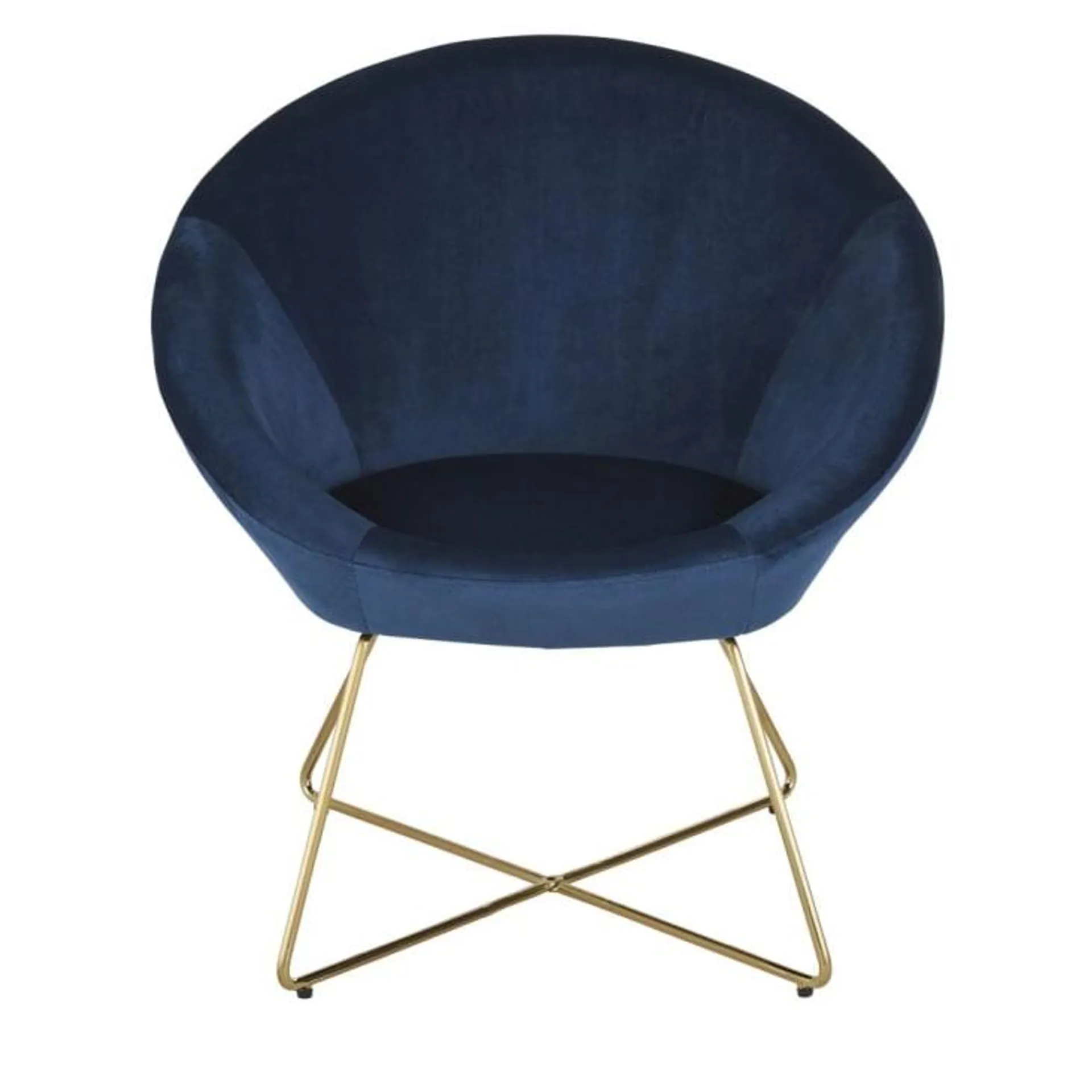 Hipop - Sillón de terciopelo azul con patas de acero