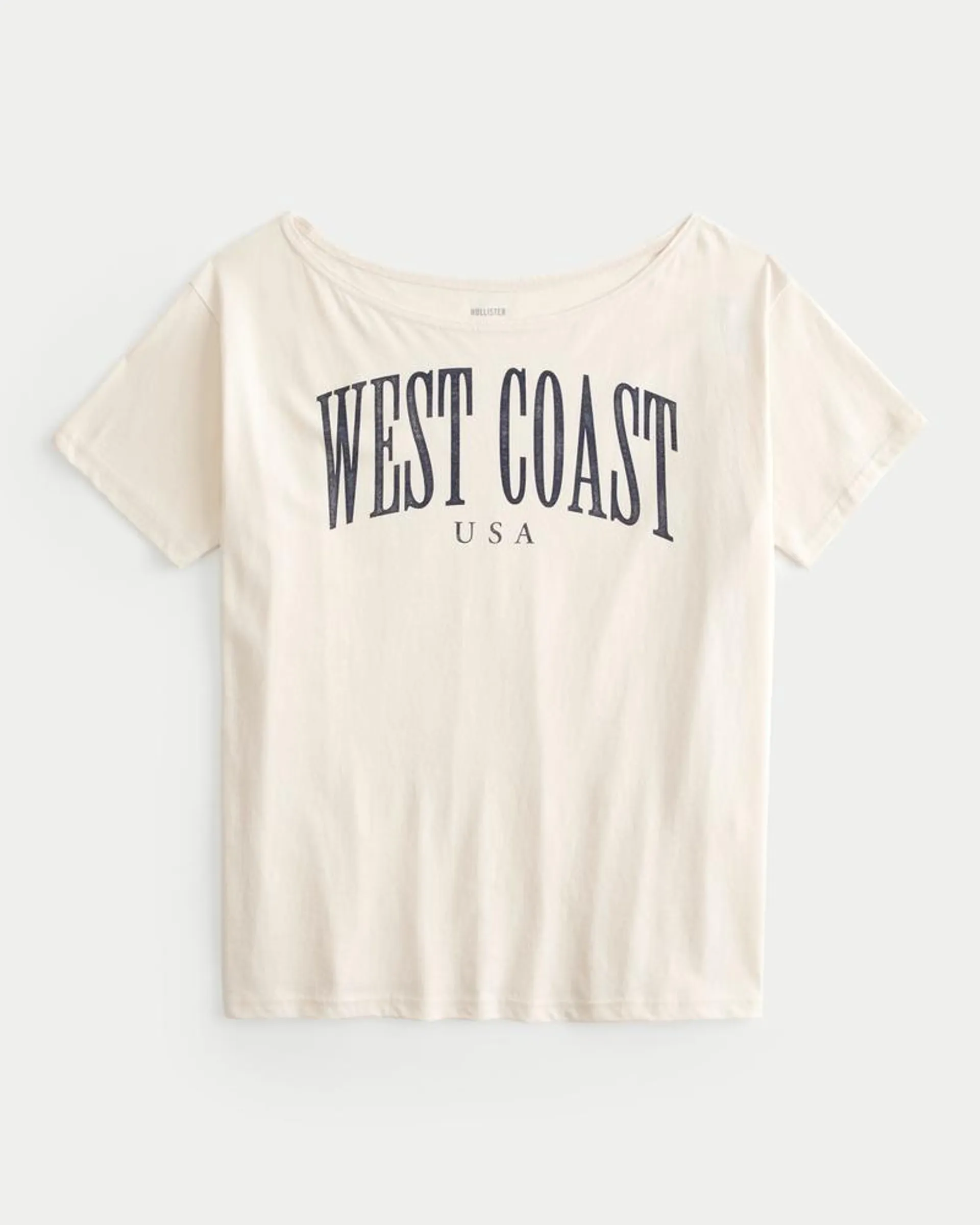 Oversized Off-the-Shoulder West Coast Graphic Tee