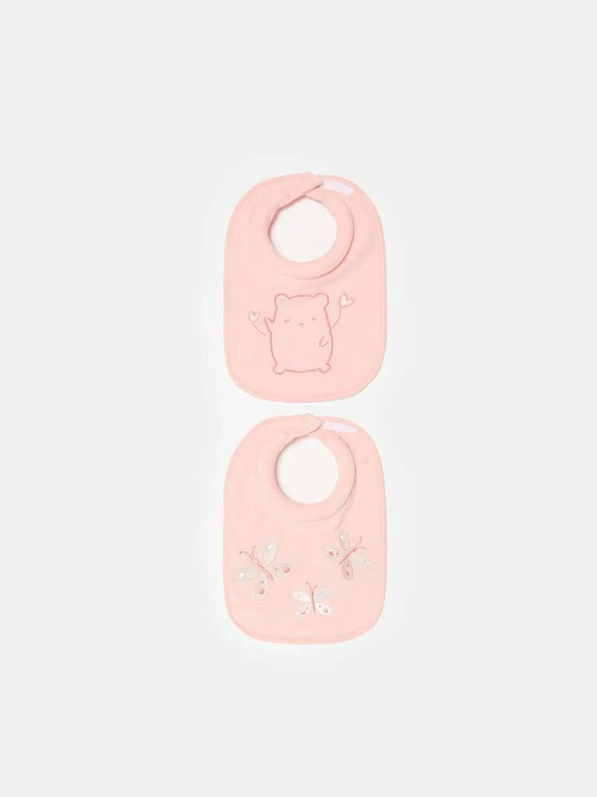 Two-pack bibs with animals embroidery Rose pastel