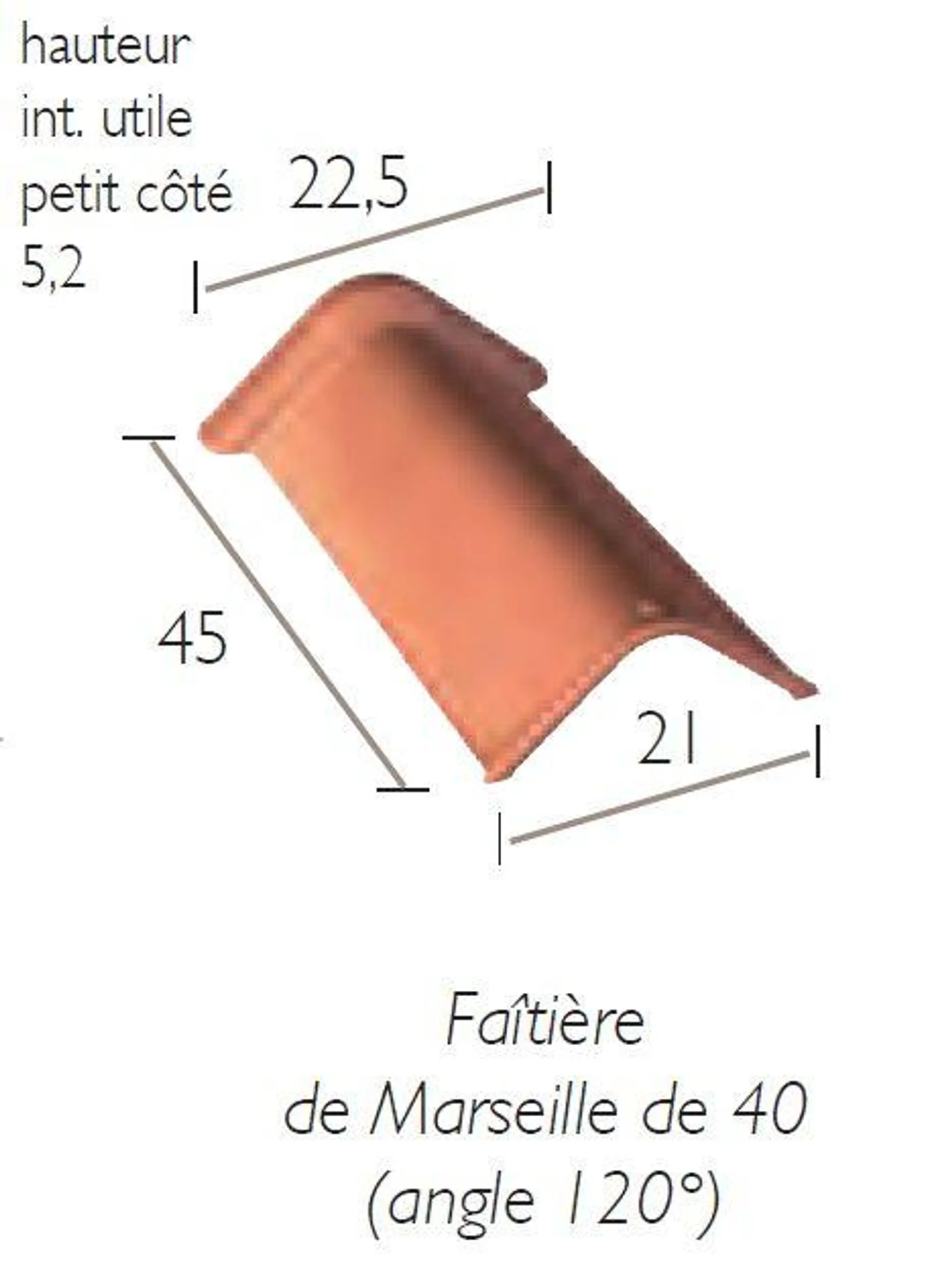 Tuile faitière 40 terre cuite MARSEILLE - Rouge - Monier BMI