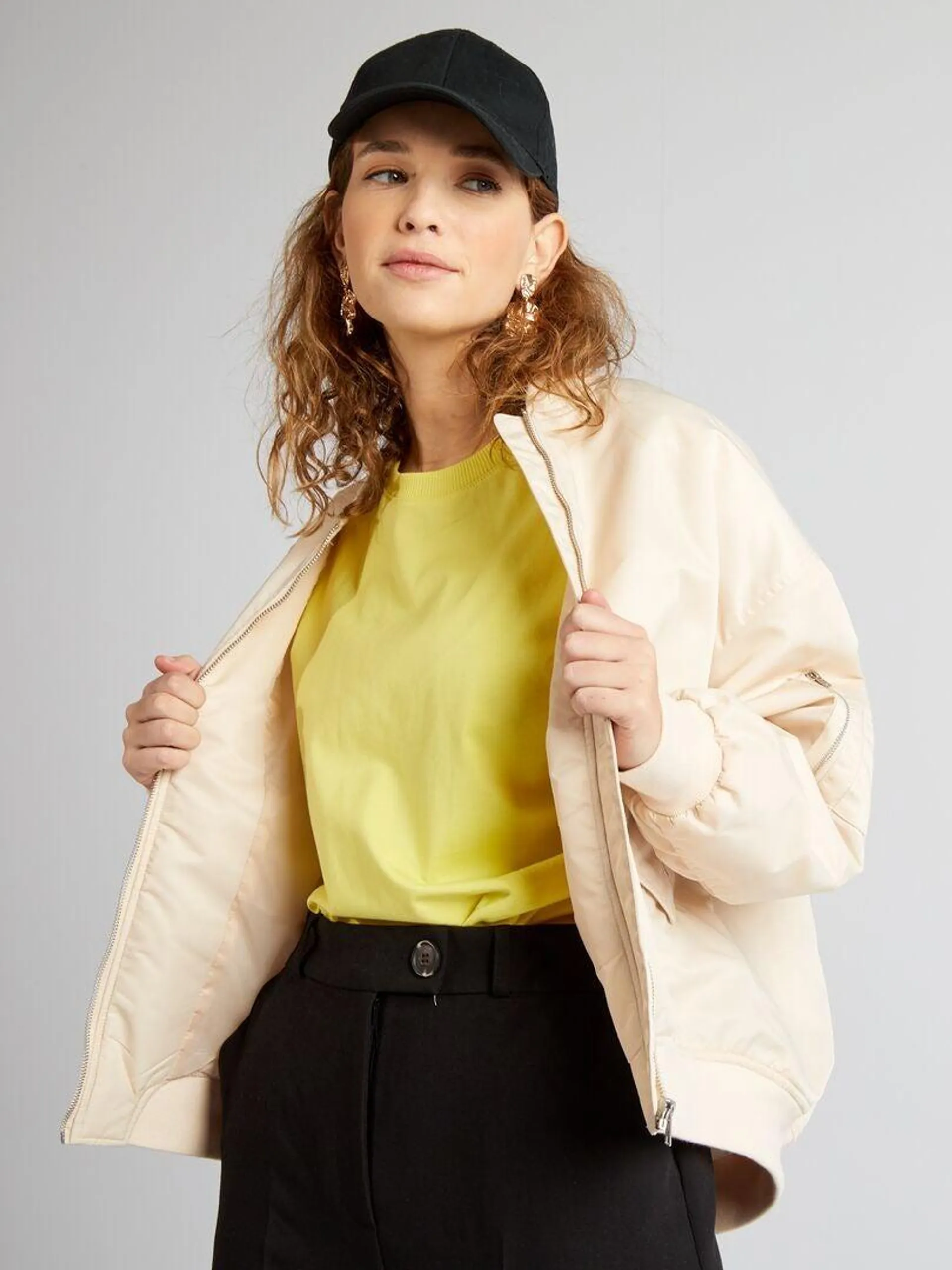 Blouson avec col ras du cou - Beige