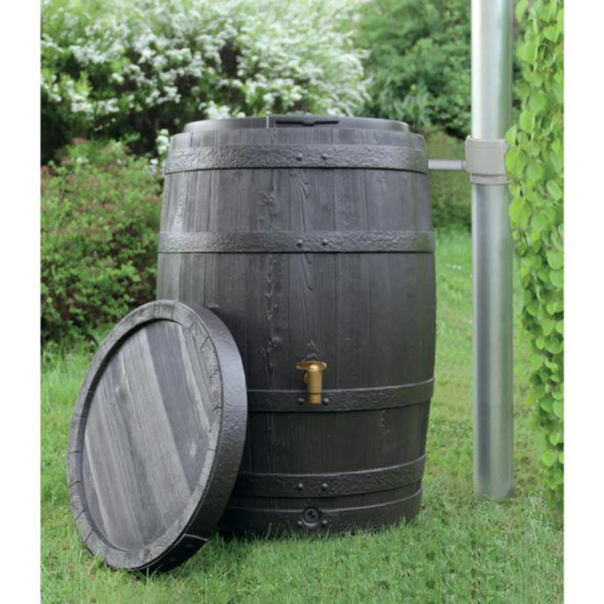 Récupérateur d'eau de pluie GARANTIA Tonneau Vino 400 L Brun - Avec collecteur