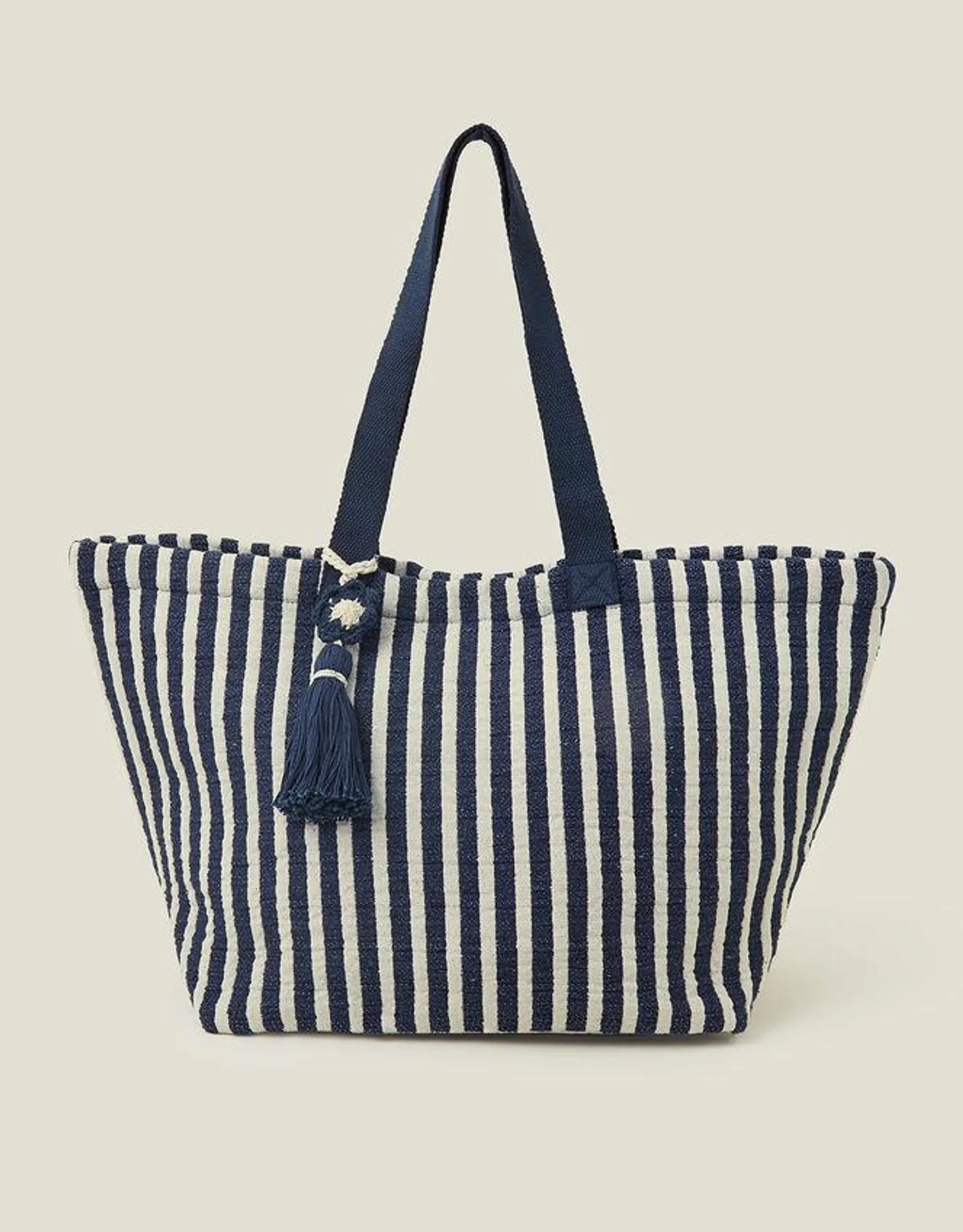 Stripe Tassel Tote Bag