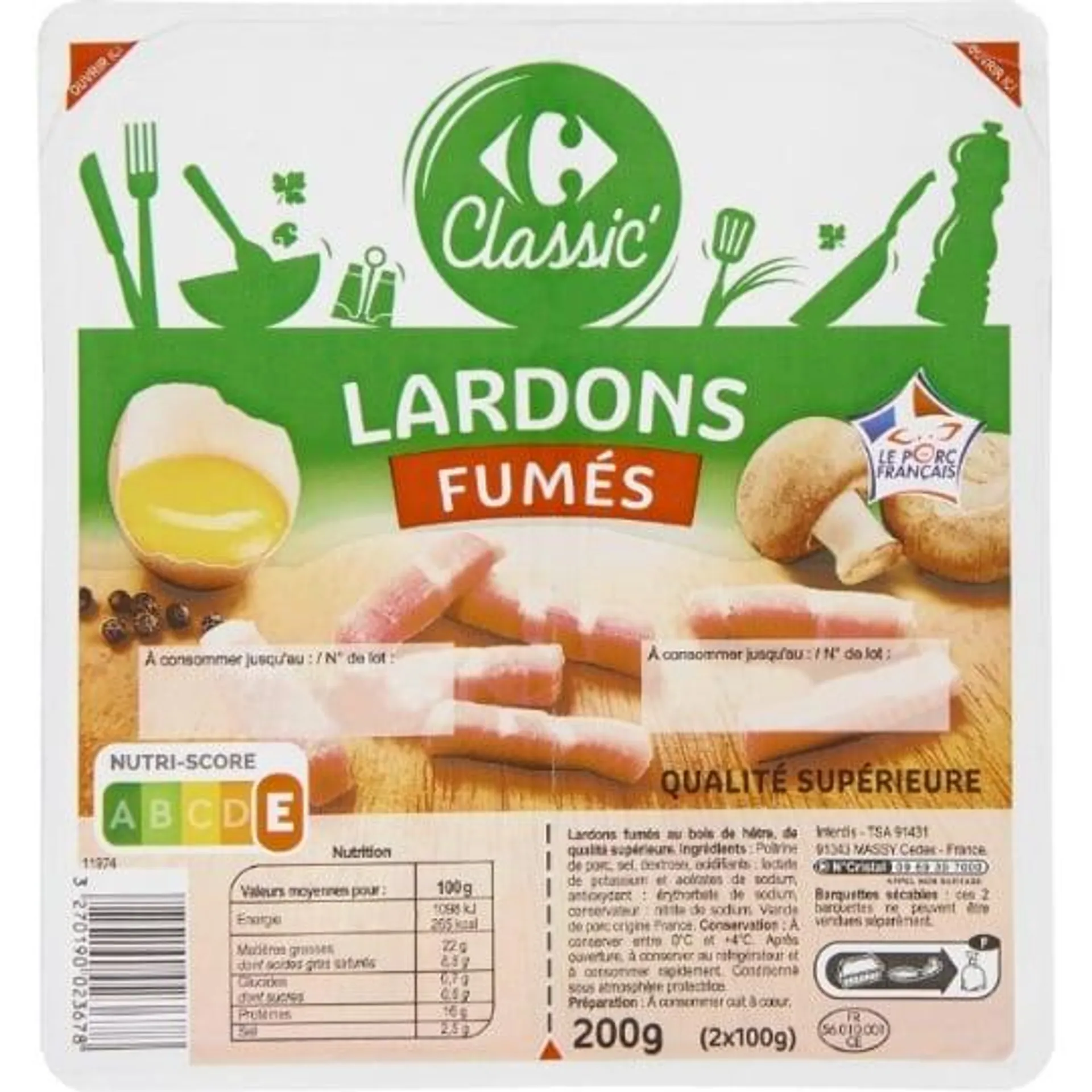 Lardons fumés CARREFOUR CLASSIC'