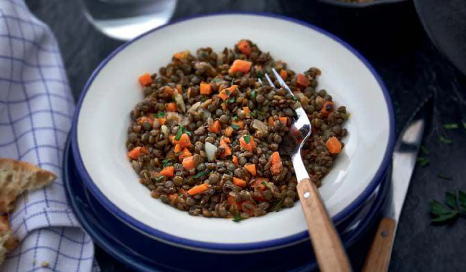 Lentilles cuisinées à la graisse de canard