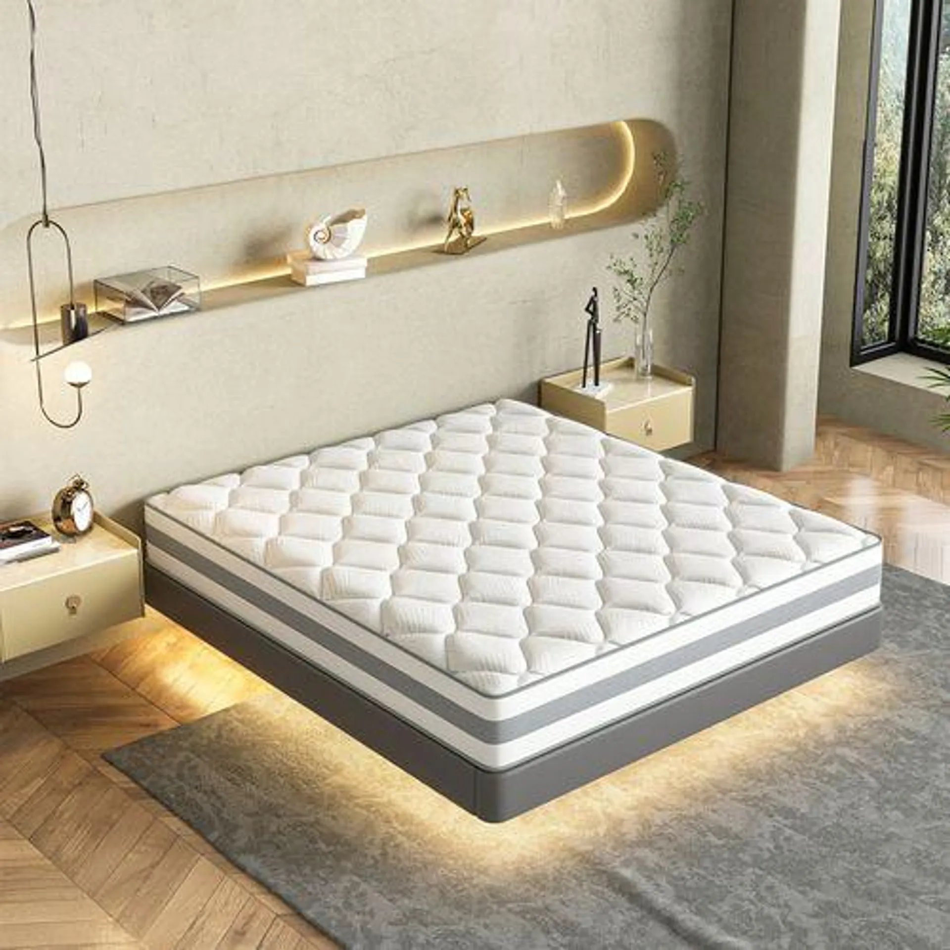 HOMAVO Matelas Ressorts Ensachés 140x190 Cm - Epaisseur 25 Cm