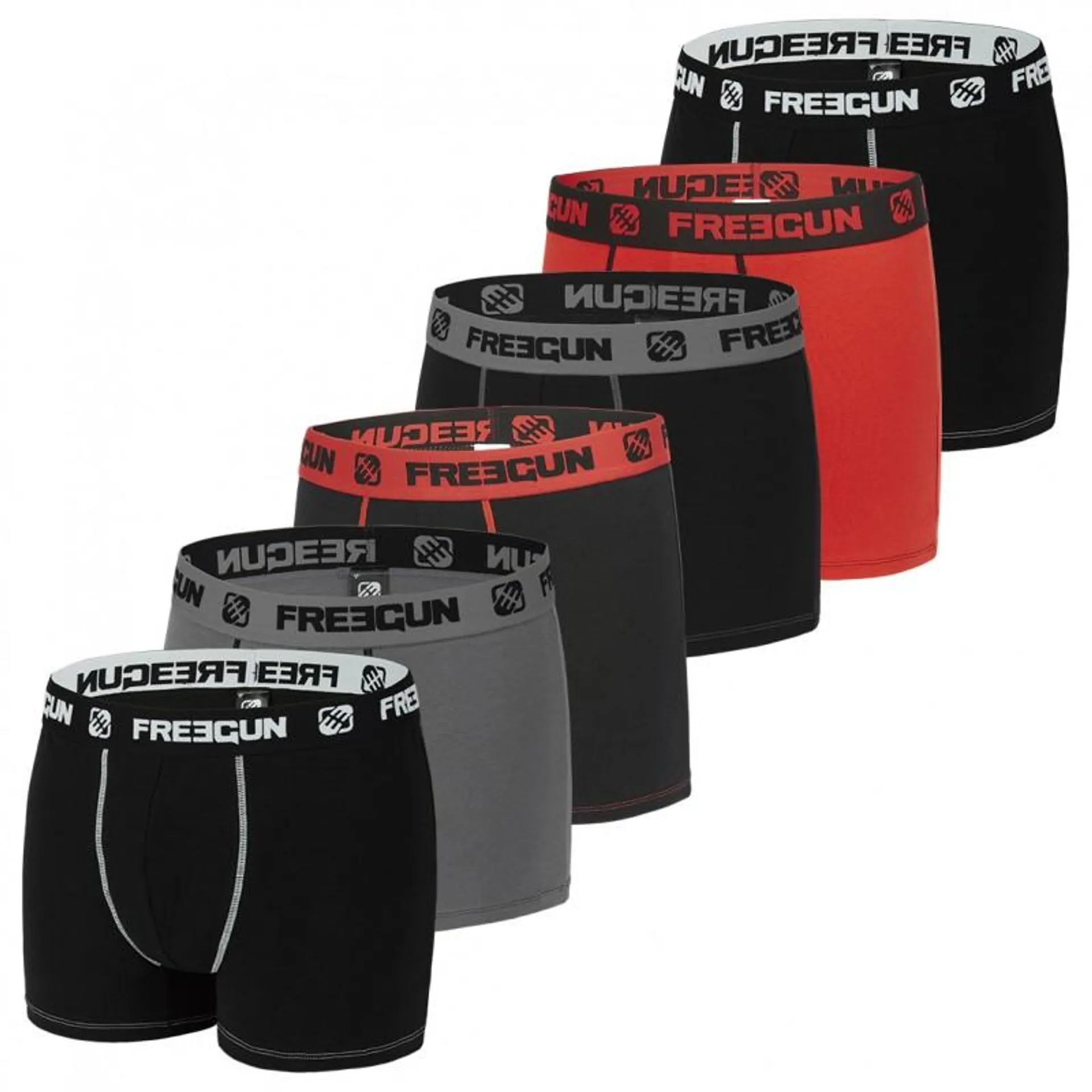 Lot de 6 Boxers Freegun homme coton Rouge