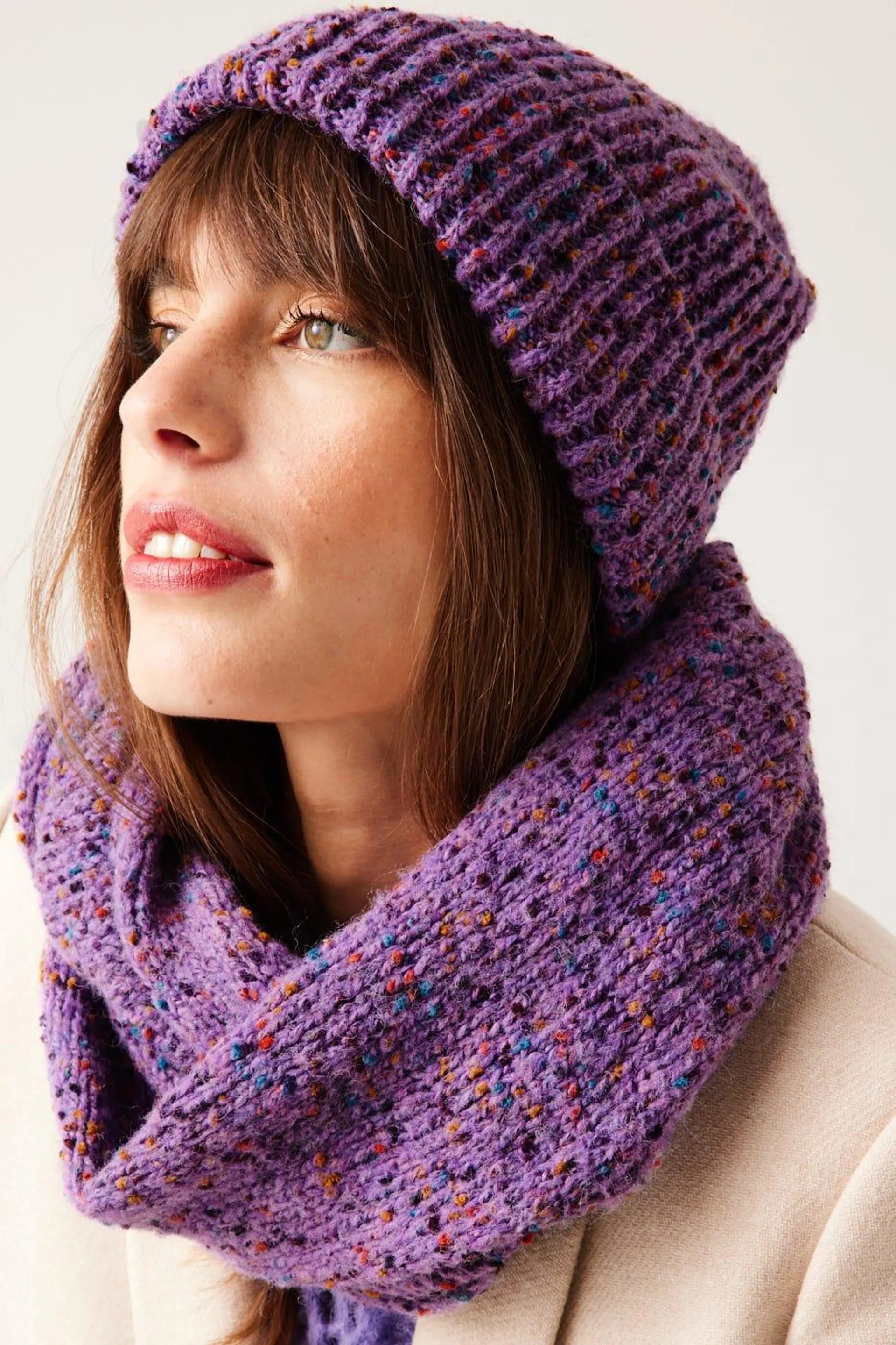 Snood en tricot chiné Femme - Violet