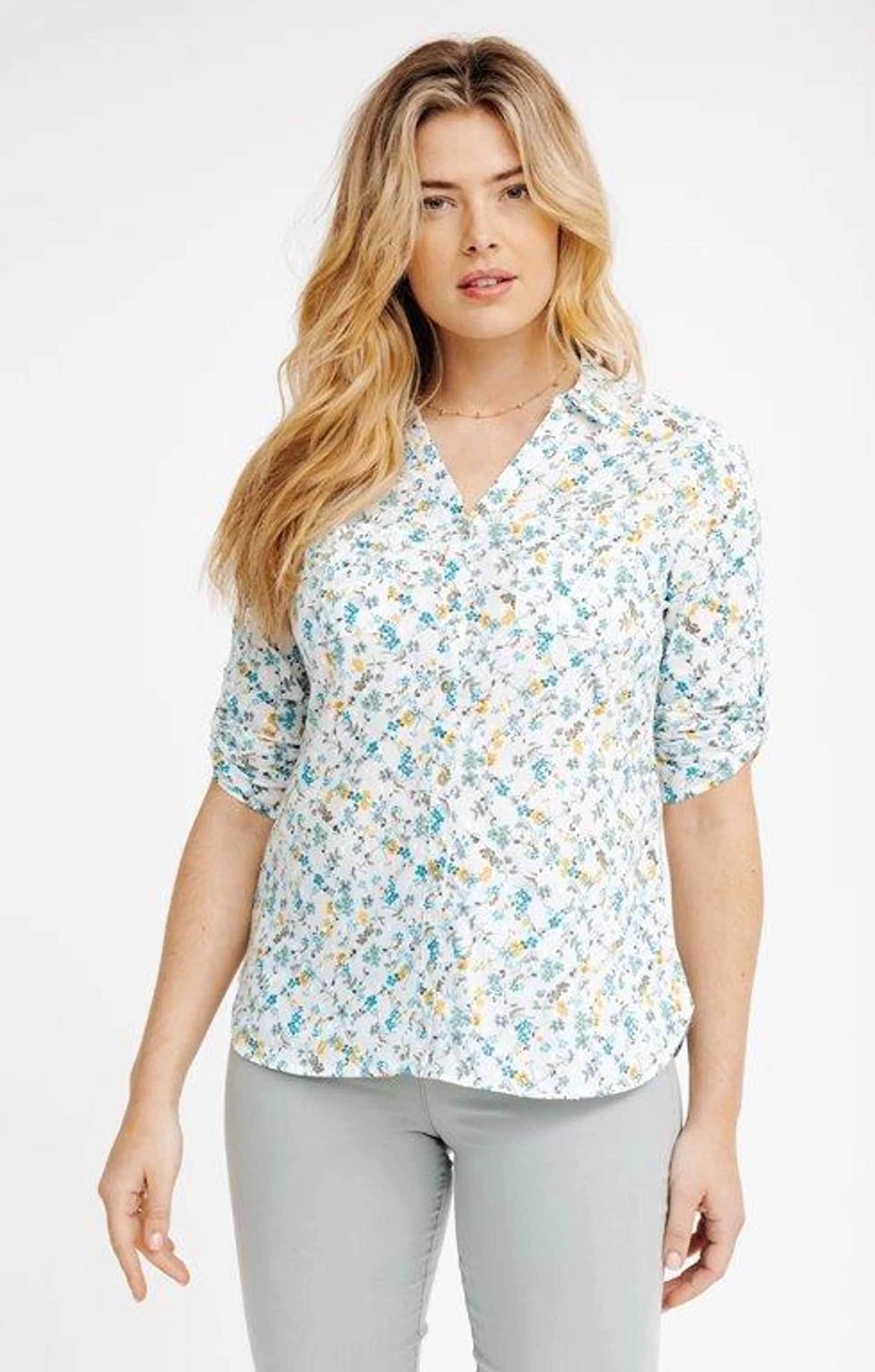 Chemise imprimée en coton plumetis