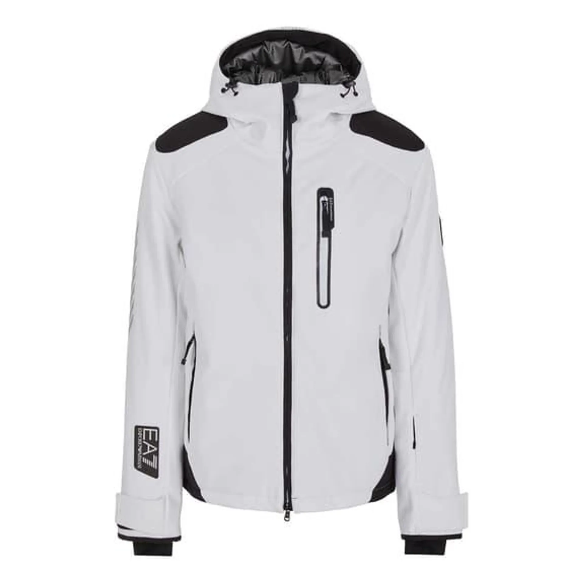 Veste à capuche EA7 Emporio Armani Ski Technical Padded blanc noir