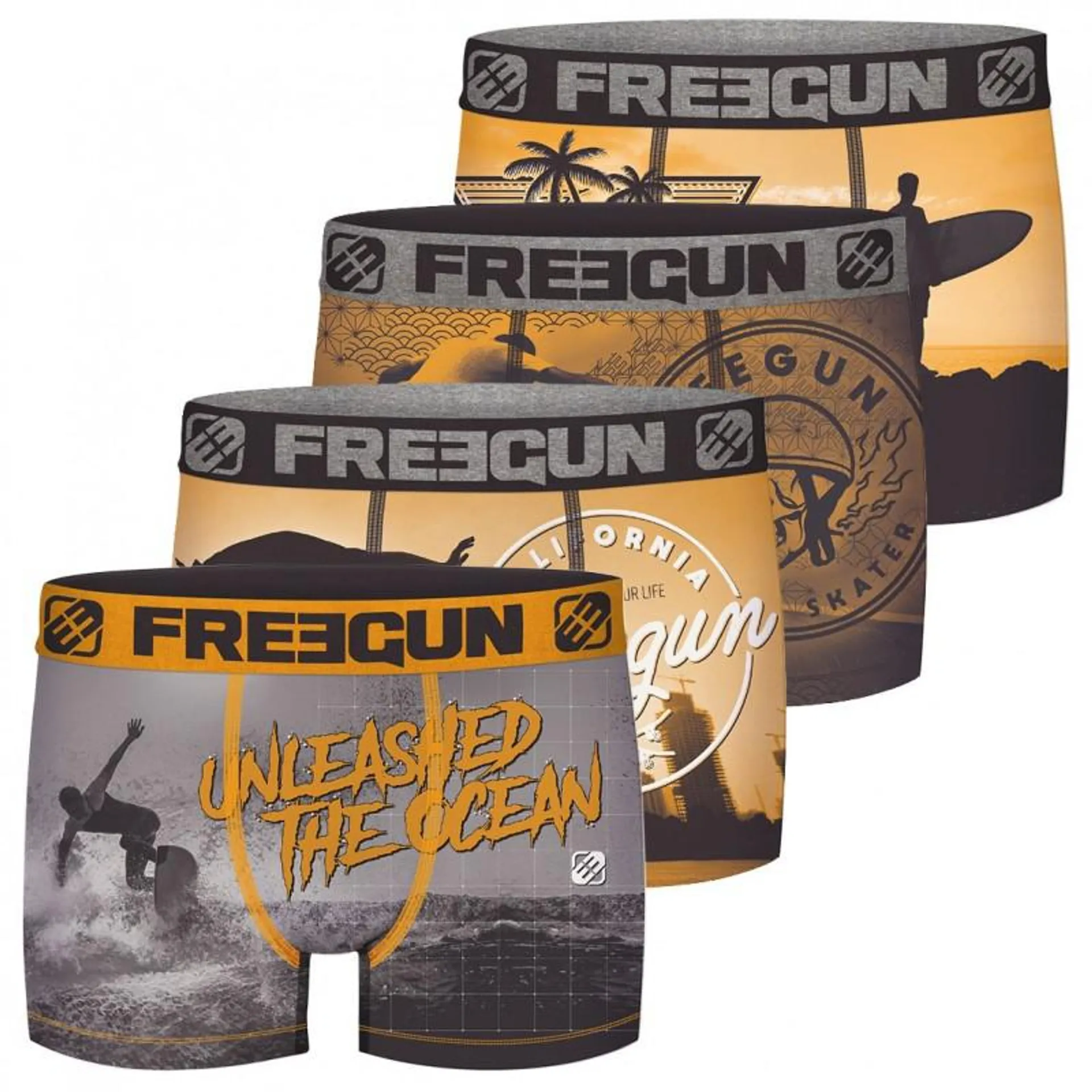 Lot de 4 Boxers Freegun garçon Jean & Skate Two