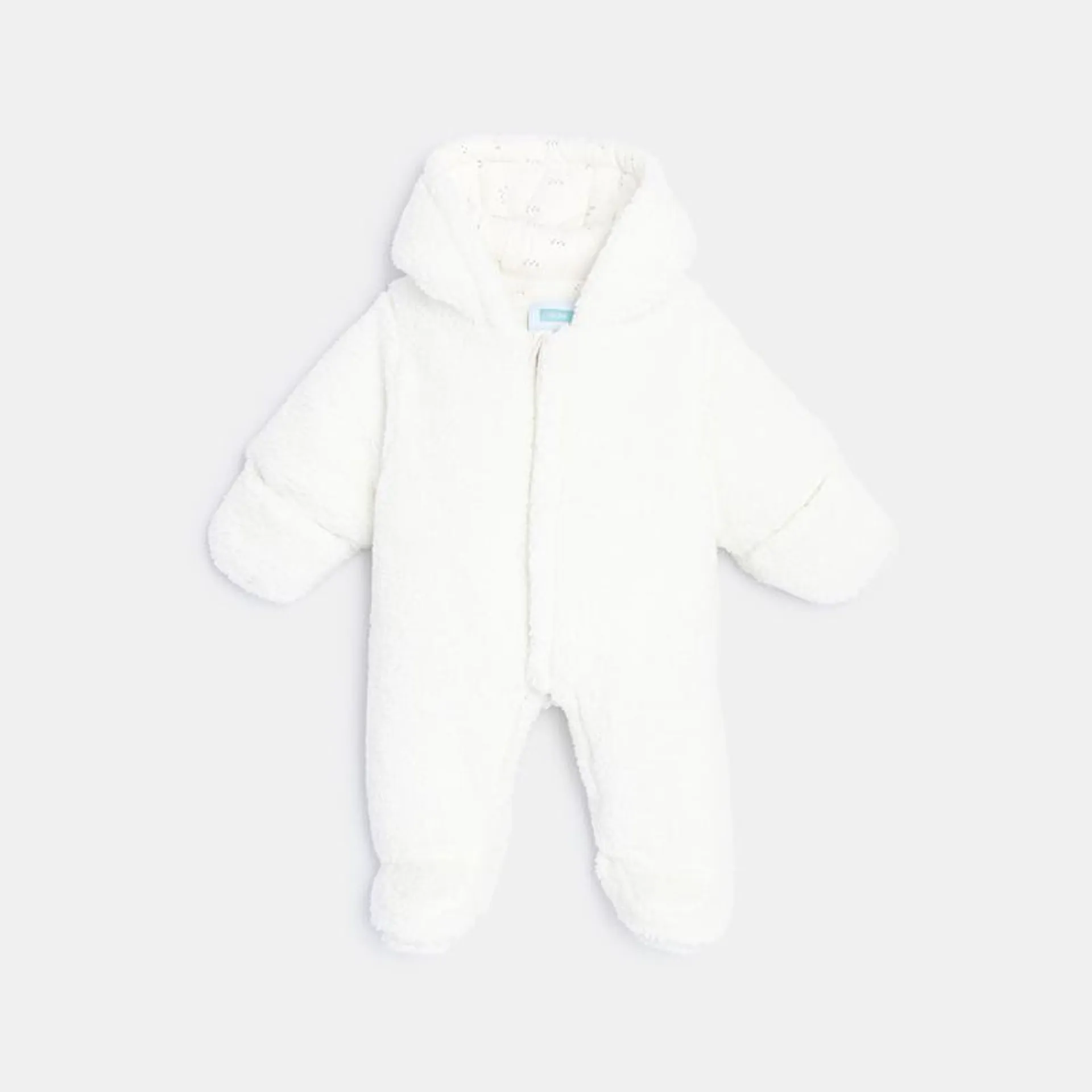 Combipilote à capuche en soft boa blanche naissance