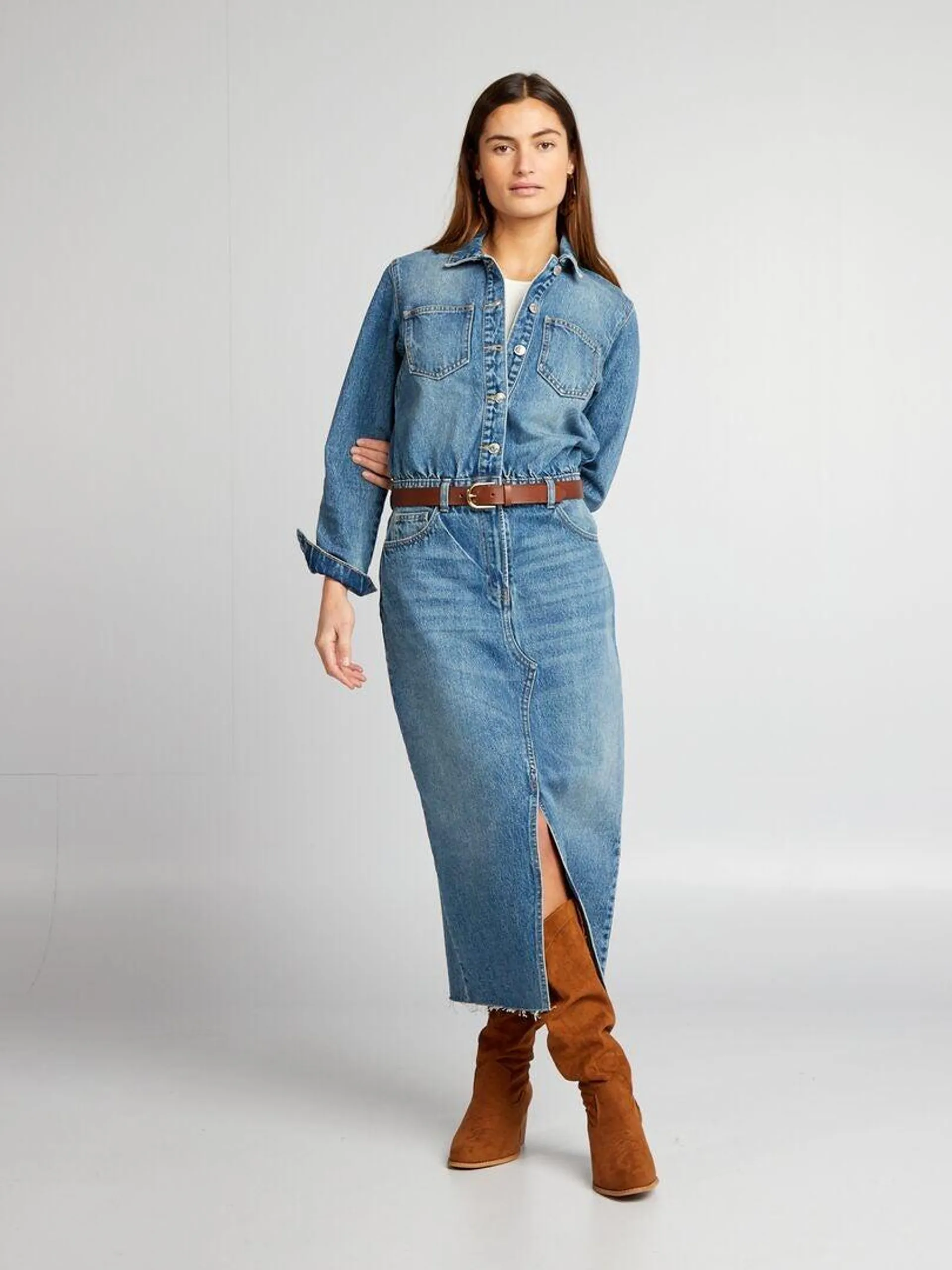 Robe longue en jean - Bleu