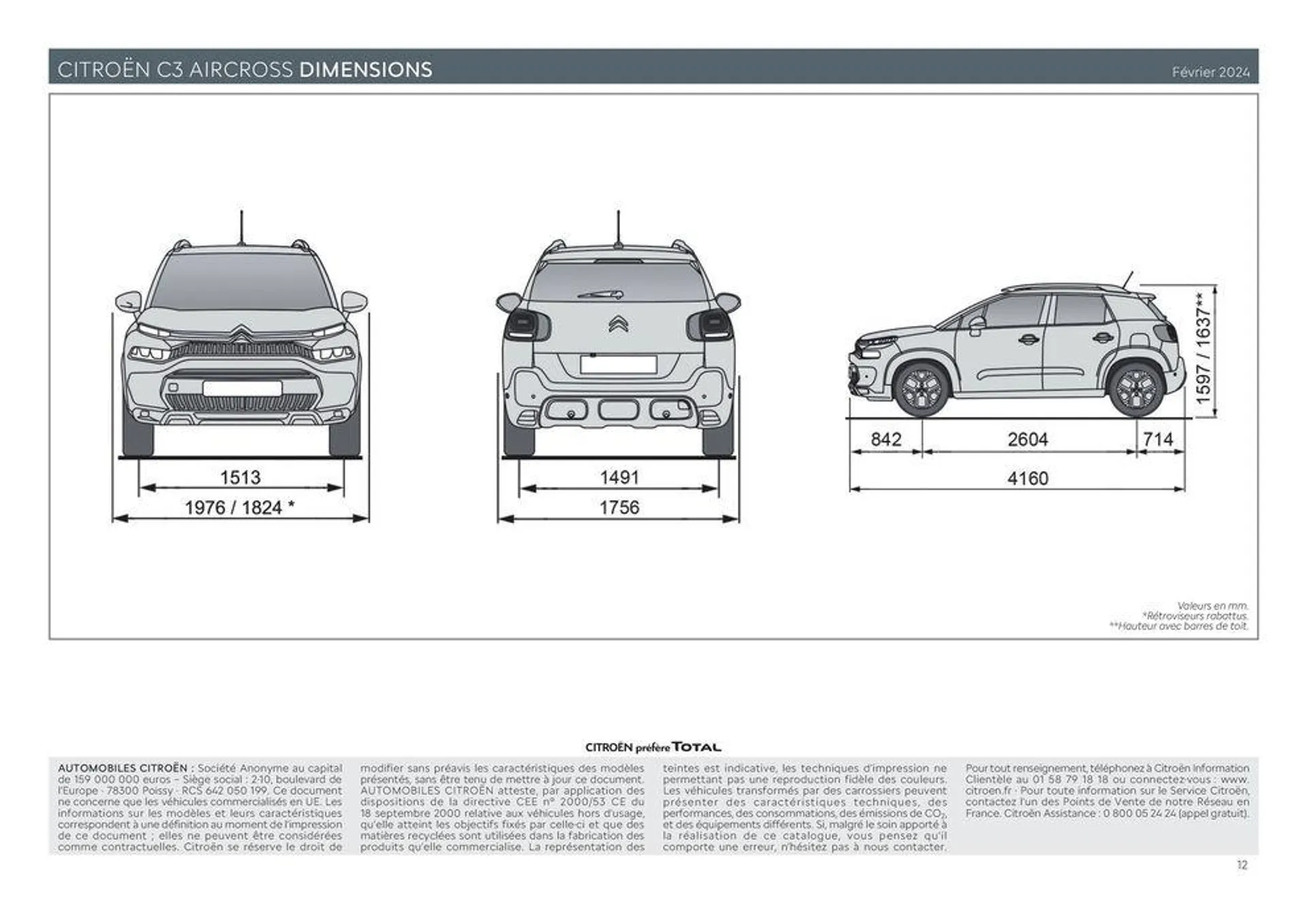 C3 AIRCROSS - Versions et caractéristiques du 11 mars au 31 décembre 2024 - Catalogue page 12