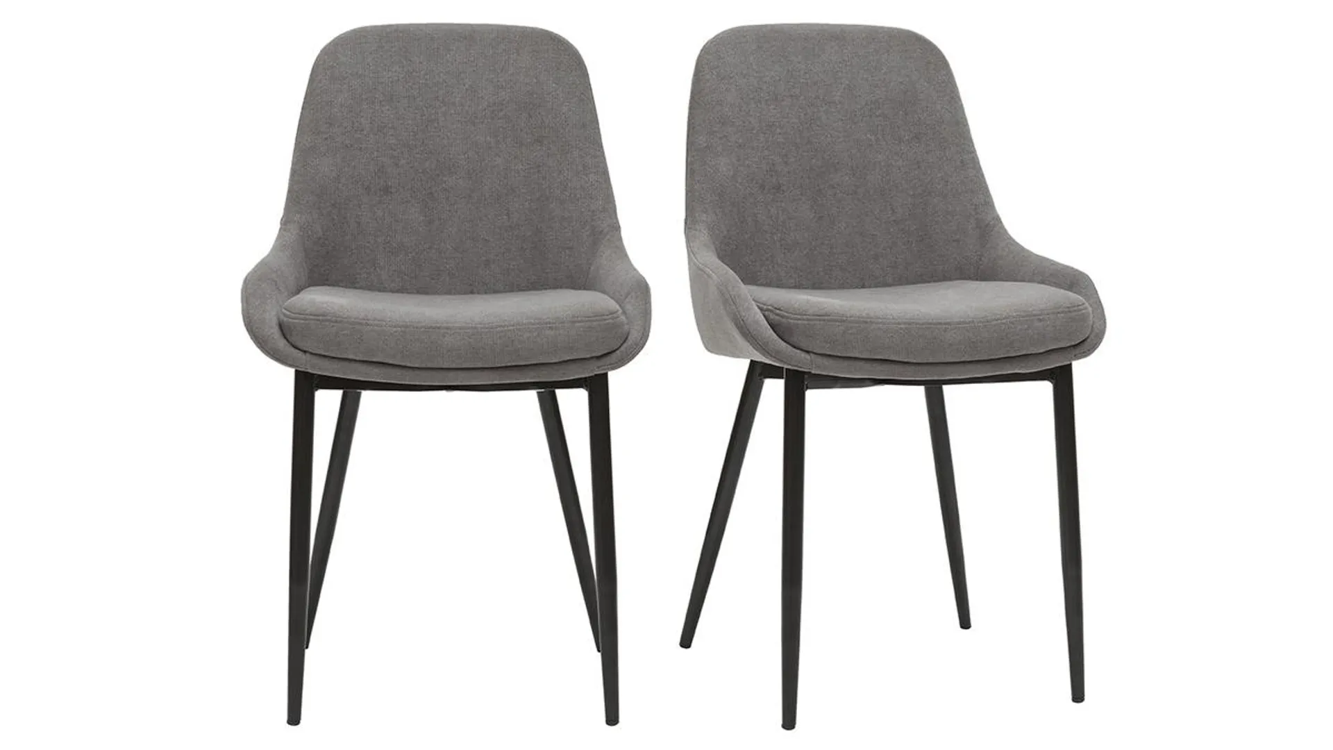 Chaises design en tissu effet velours gris et métal noir (lot de 2) HOLO