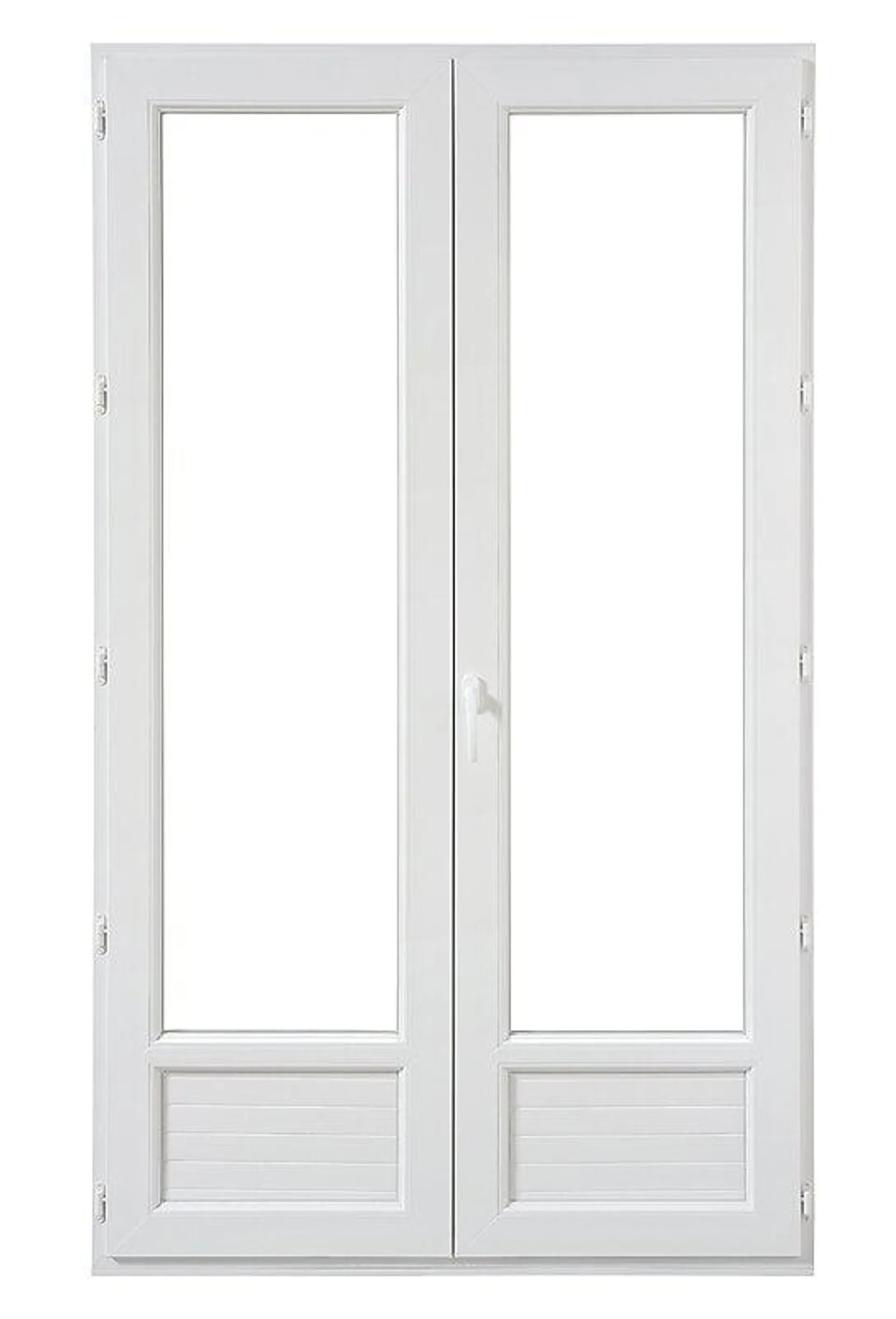 Porte-fenetre PVC 2 vantaux double vitrage tirant droit - 225x120cm
