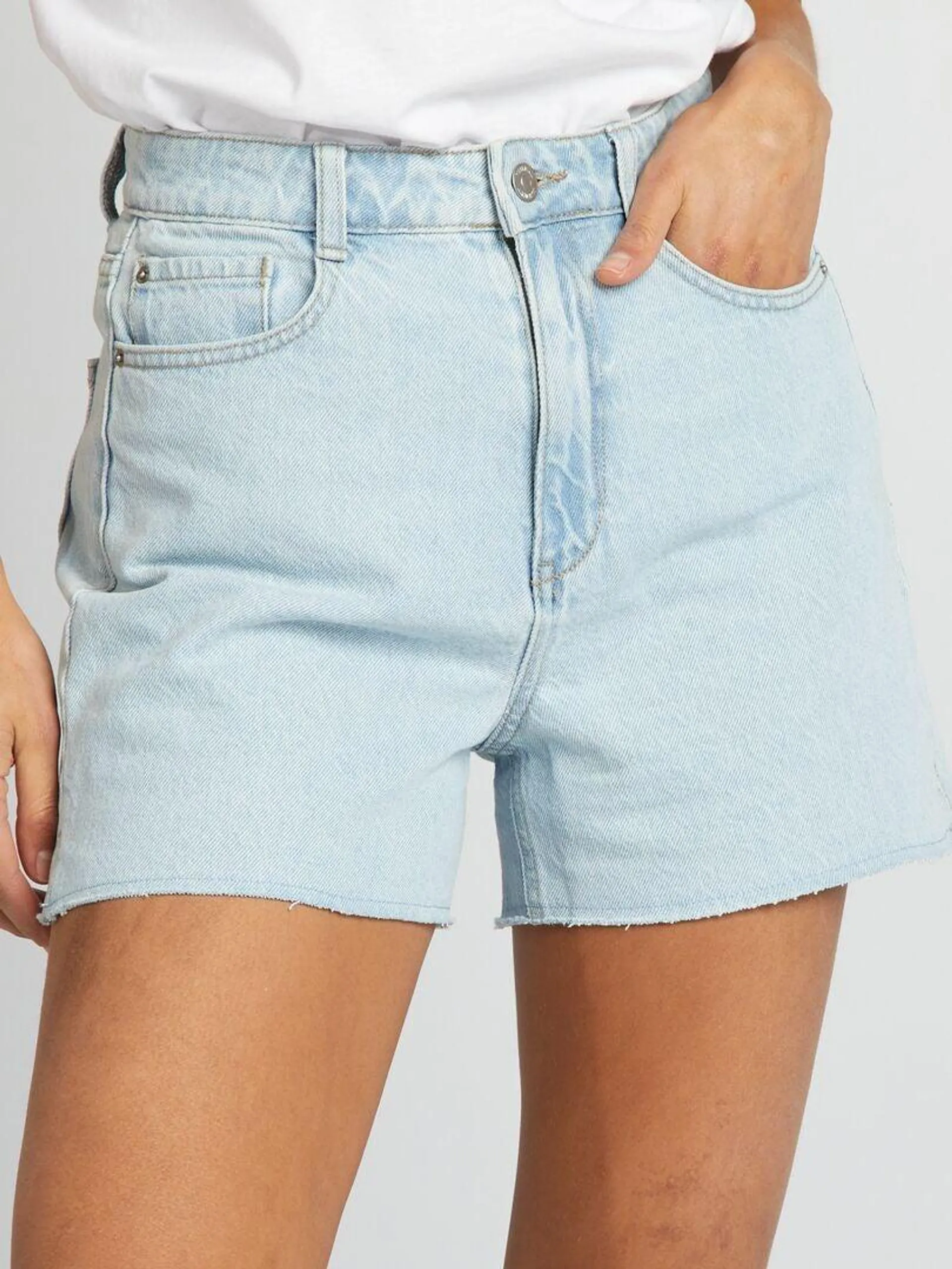 Short en jean coupé à cru - Bleu