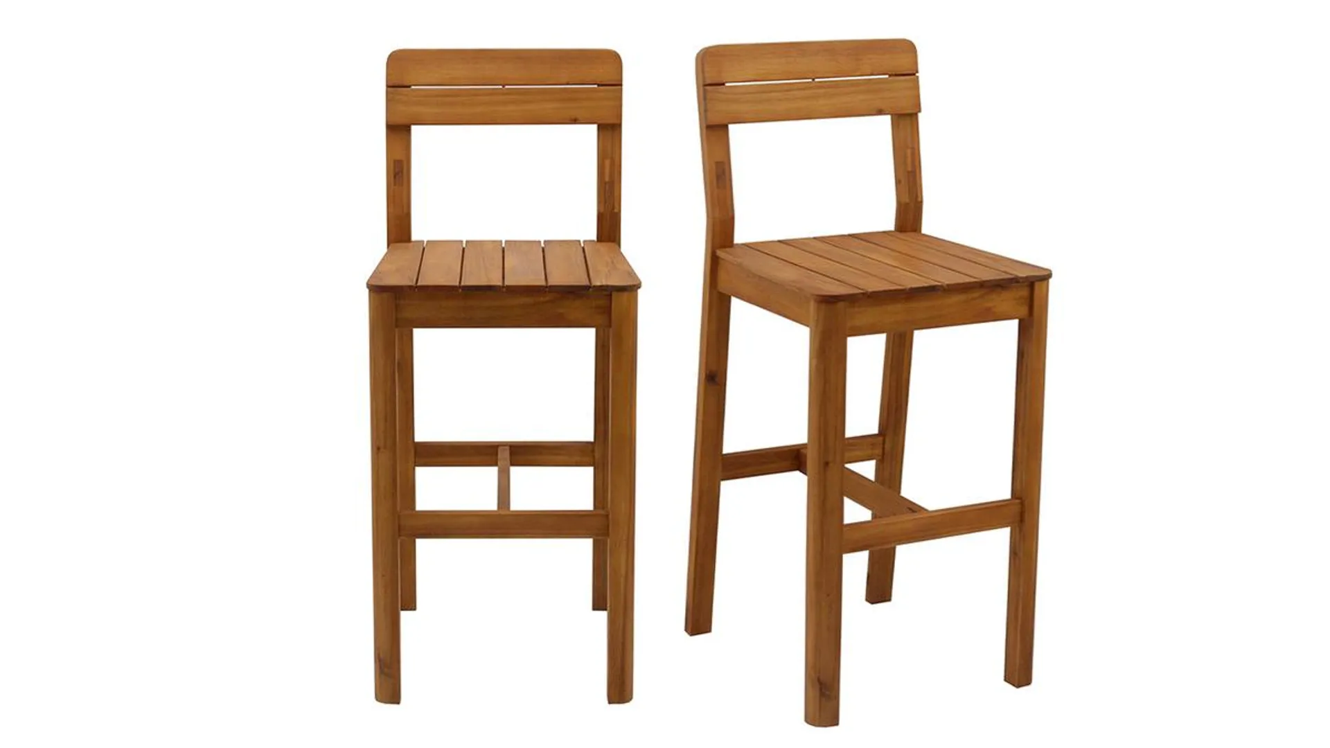 Tabourets de bar de jardin en bois massif H80 cm (lot de 2) AKIS