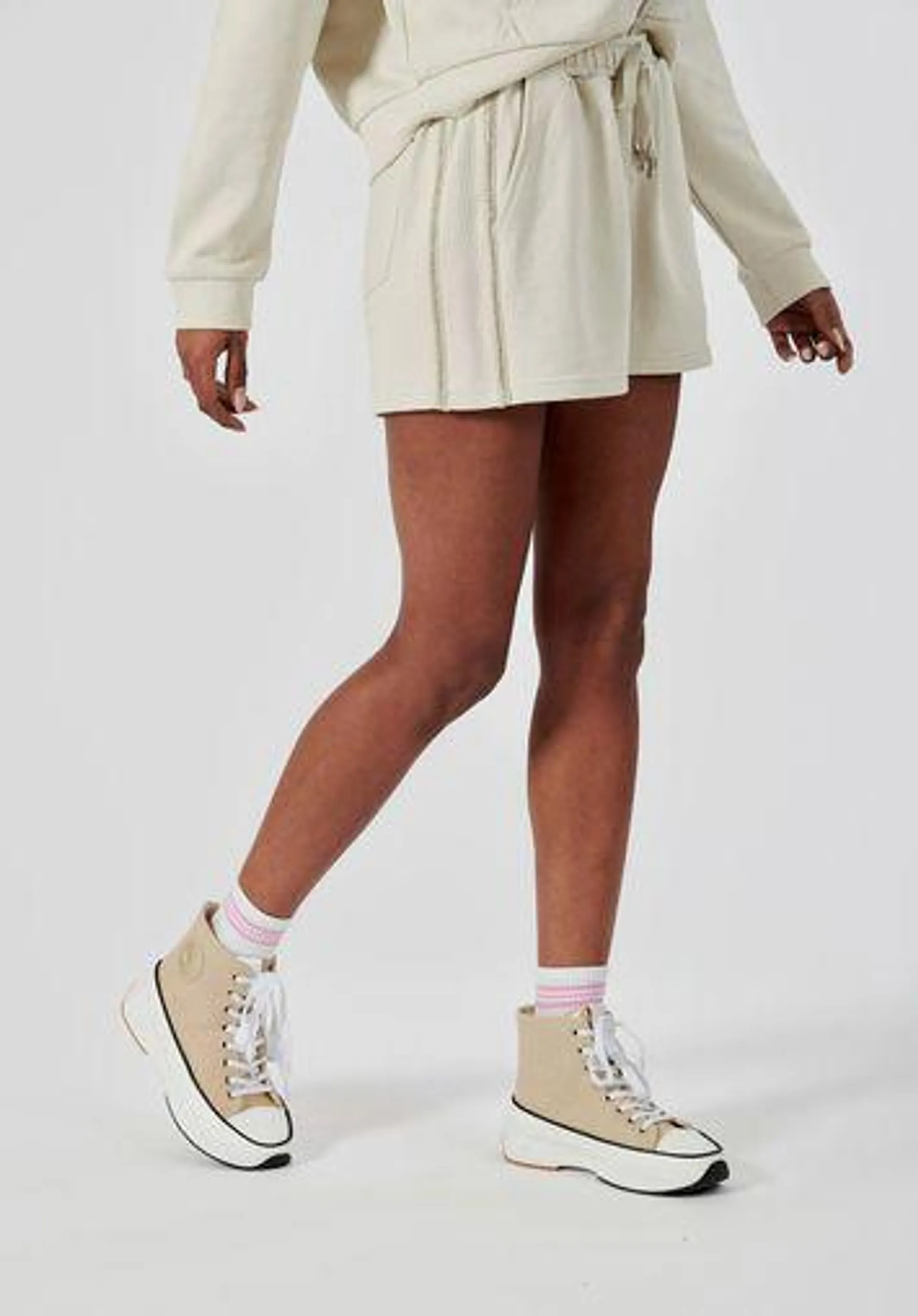 Short jogging beige Femme 100% coton
