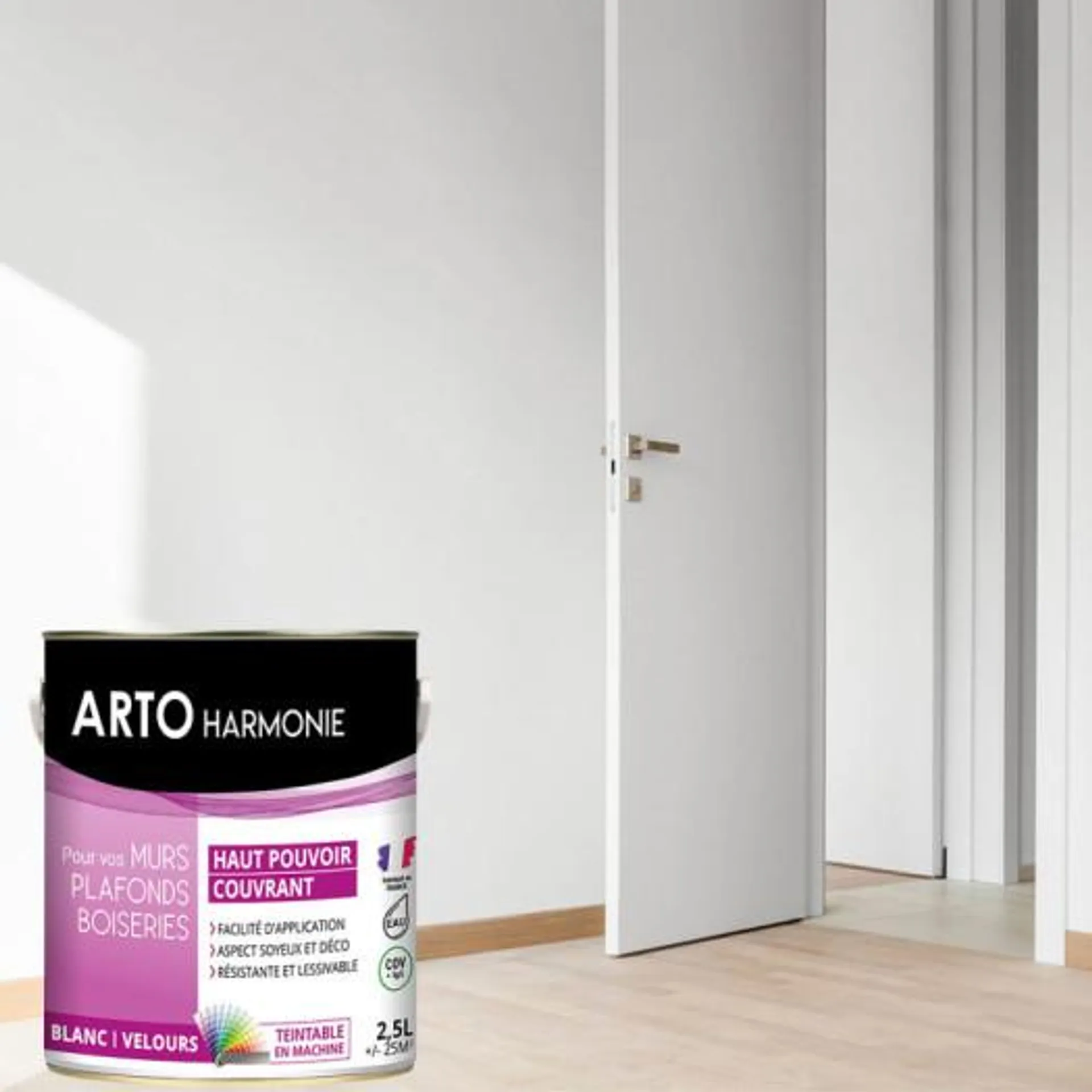 Peinture Arto Harmonie Murs, plafonds et boiserie intérieur blanc velours 2.5L