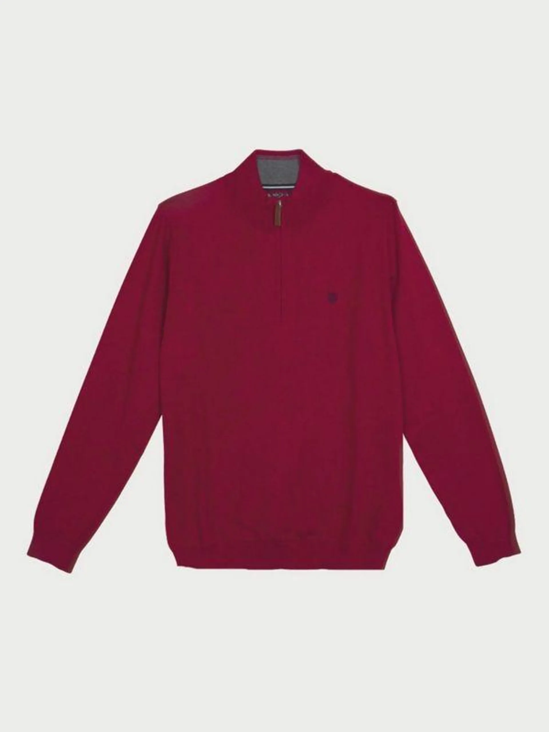 Pull Col Zippé - Rouge bordeaux