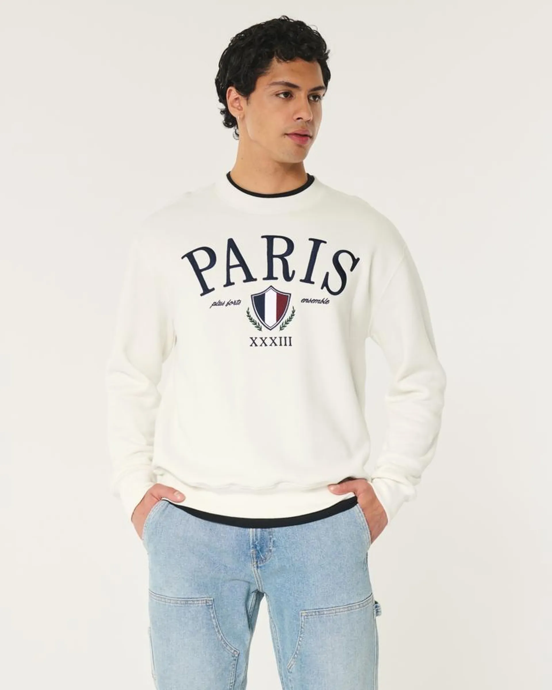 Relaxed Paris Graphic Crew Sweatshirt