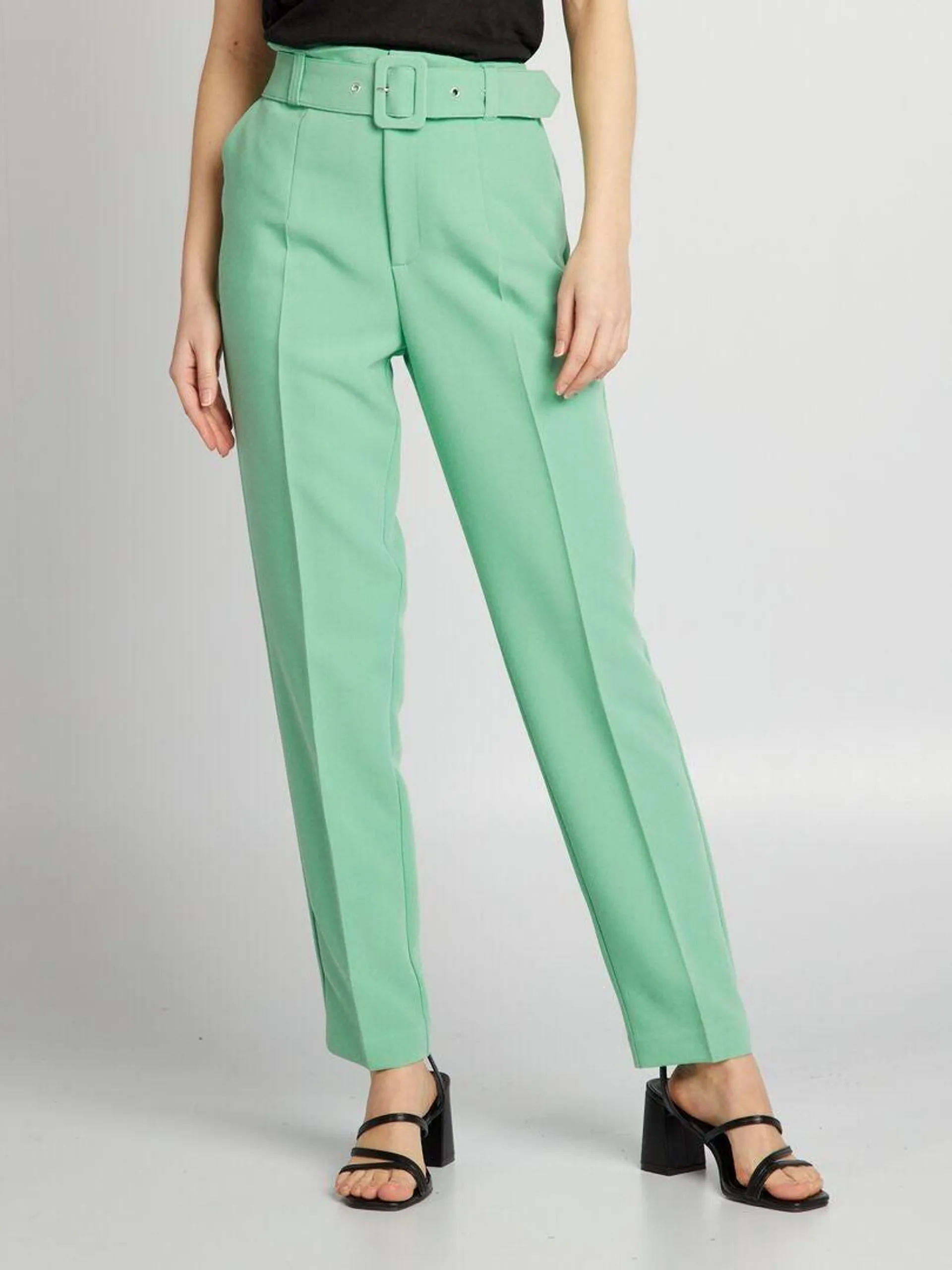 Pantalon carotte fluide - Vert