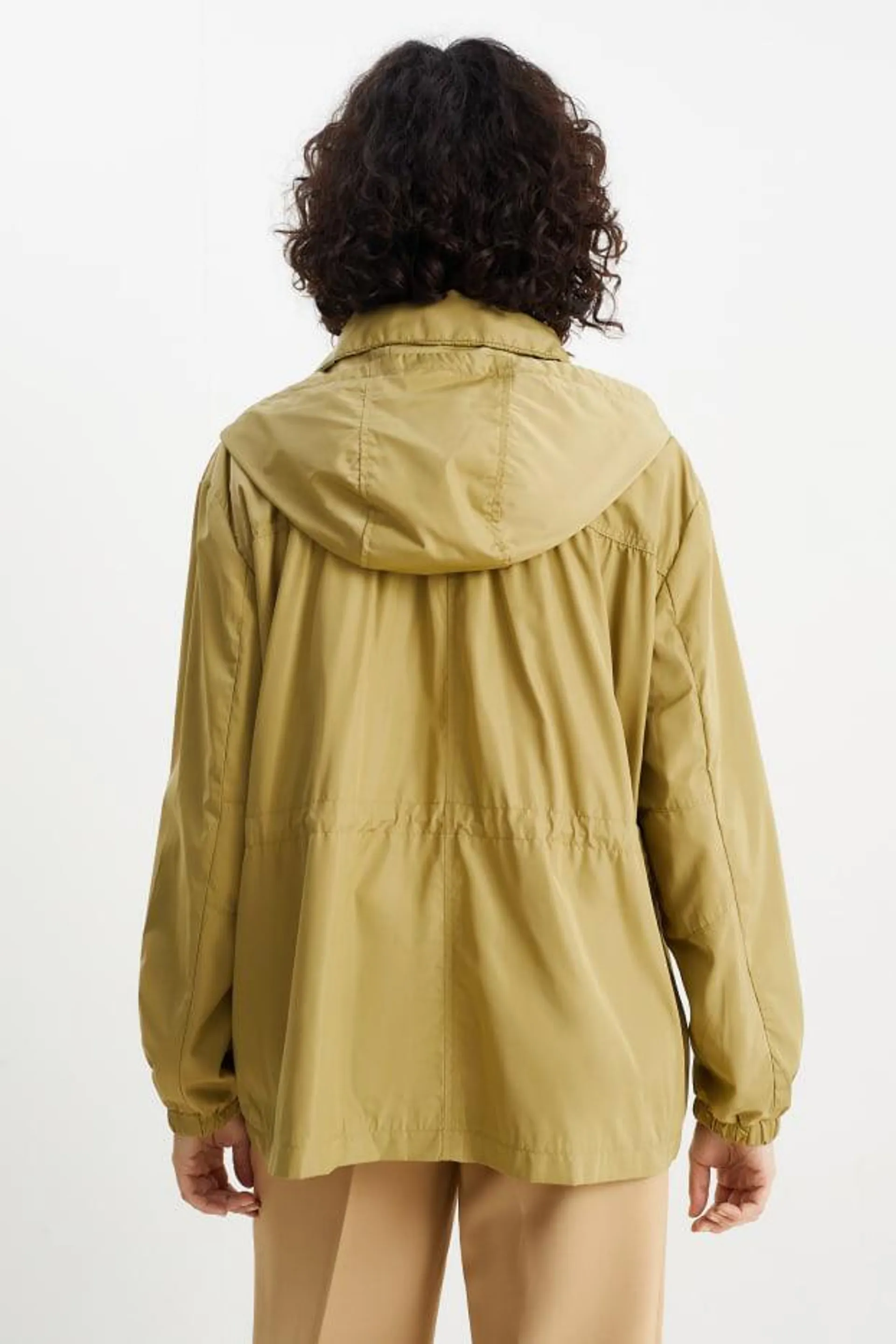 Jacket with hood - lined - water-repellent - foldable