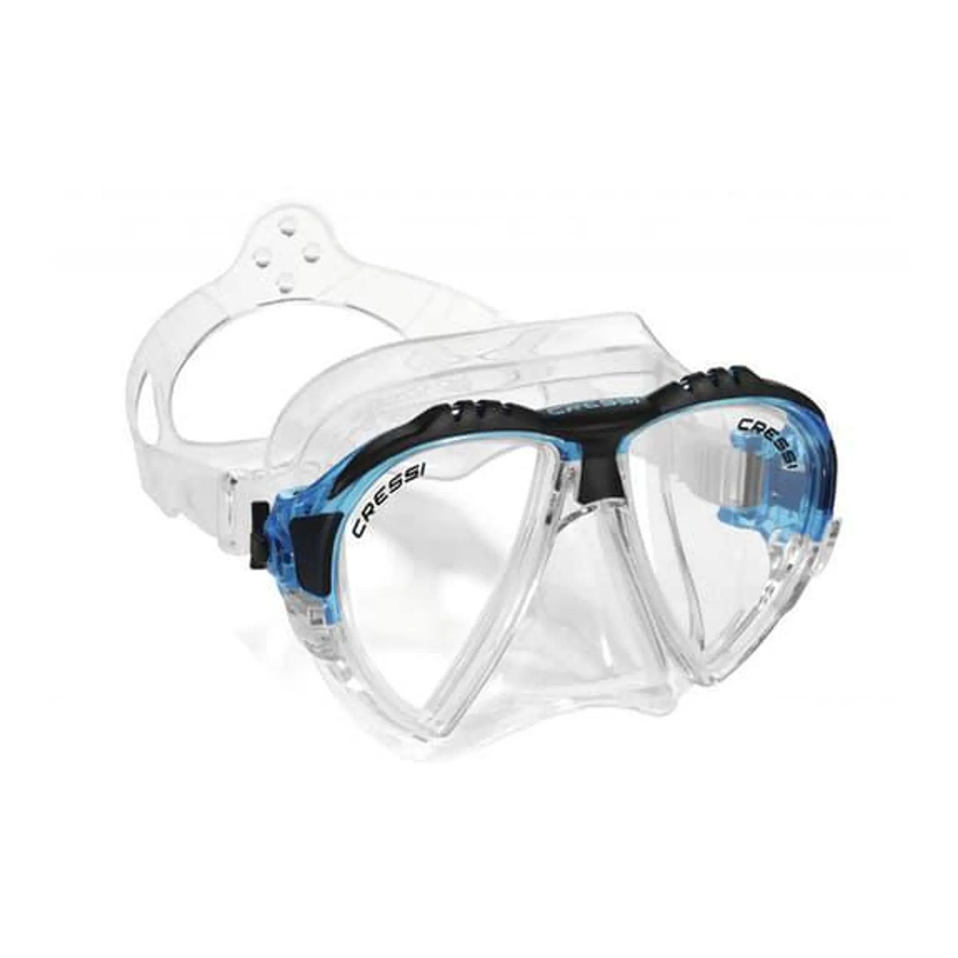 Masque de plongée Cressi Estrella blanc bleu clair noir avec verres transparents