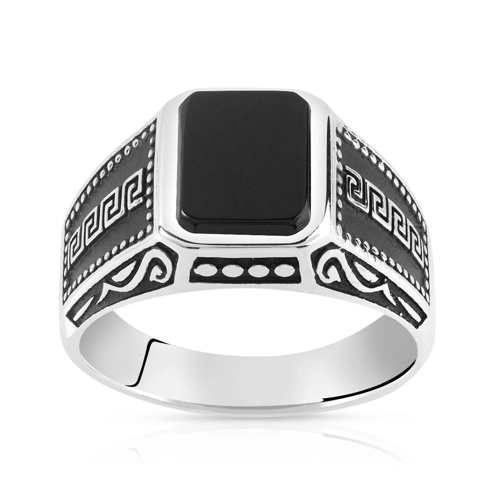 Bague argent 925 onyx imitation rectangulaire