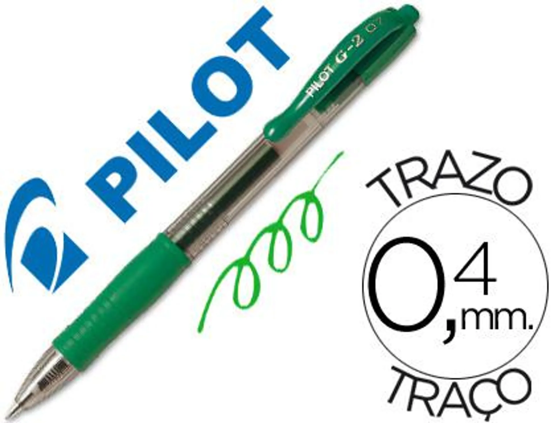 STYLO-BILLE PILOT G2 7 ÉCRITURE MOYENNE 0.4MM ENCRE GEL RÉTRACTABLE RECHARGEABLE CORPS TRANSLUCIDE GRIP CAOUTCHOUC VERT