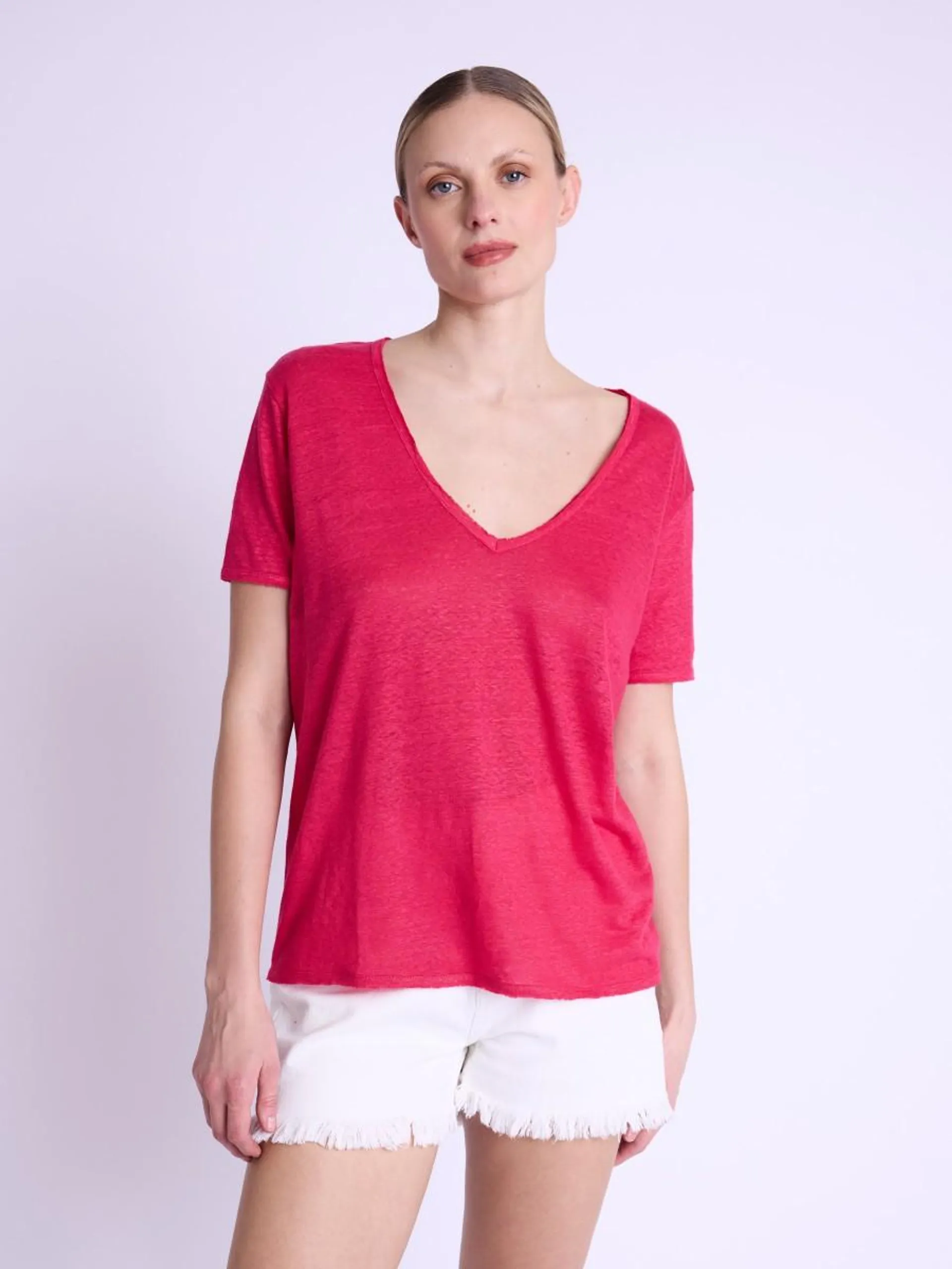 EMMAAILES | T-shirt en lin fuchsia