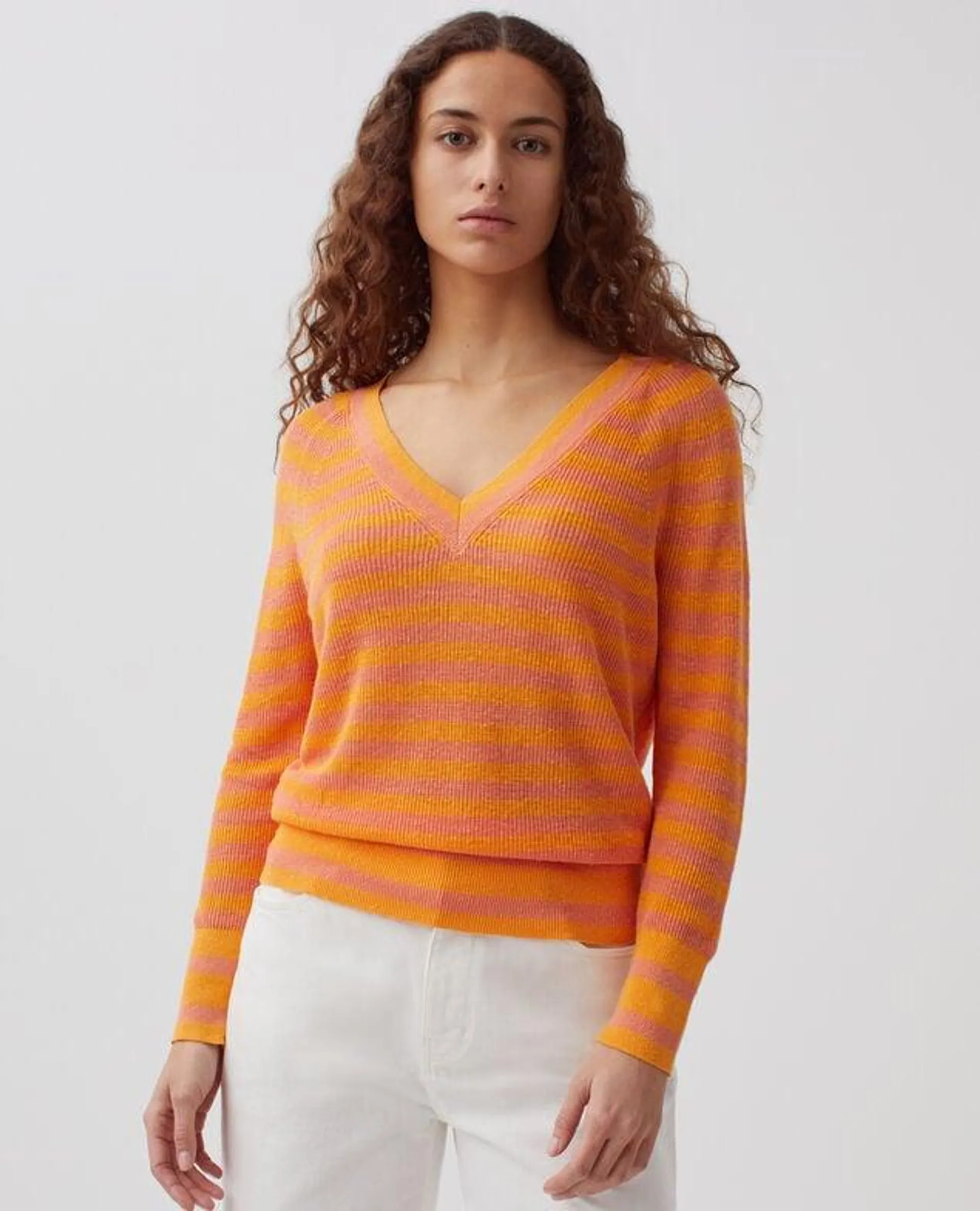 Pull col V en lin thin sheen