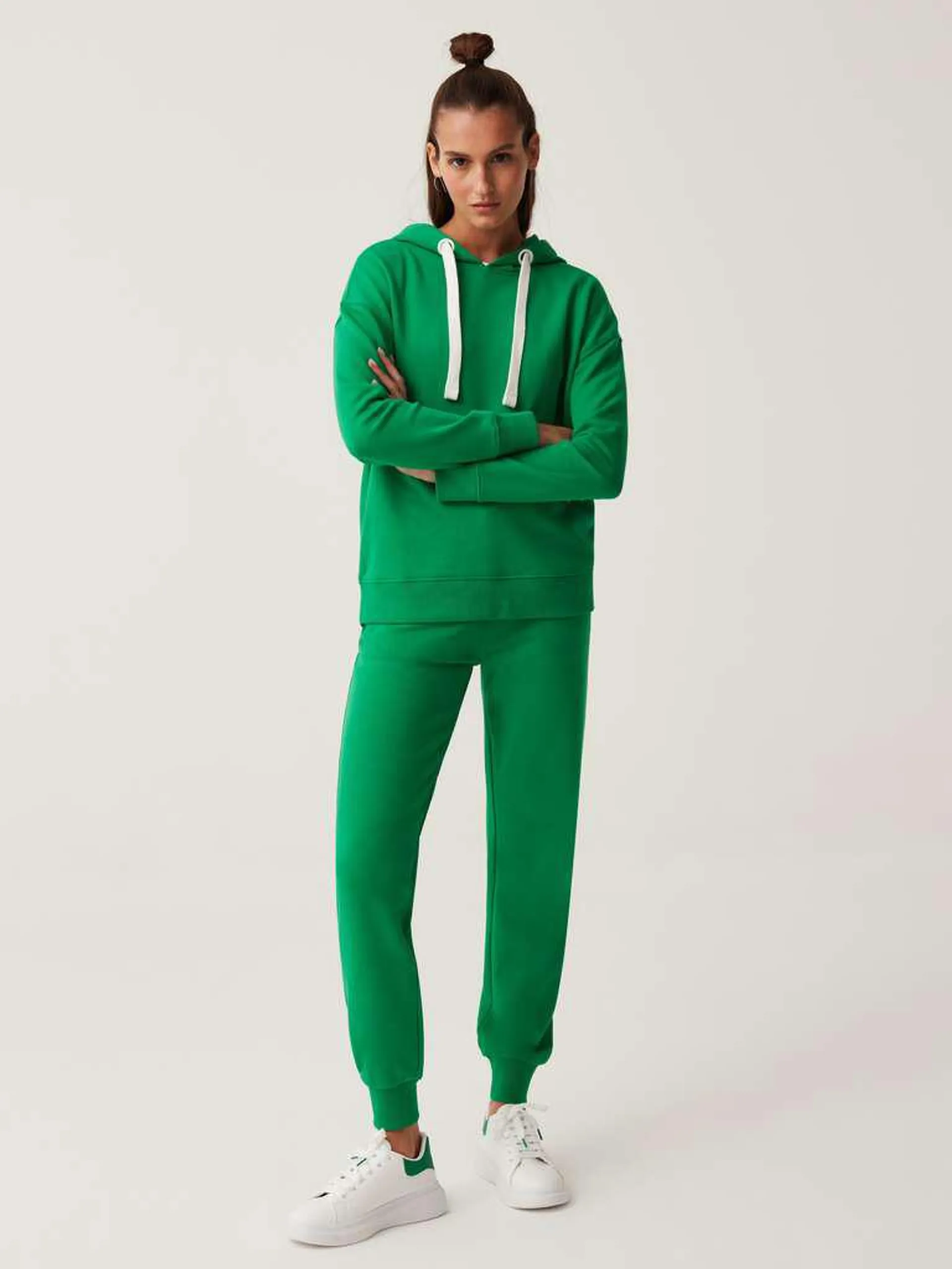 Emerald Green Fitness joggers in fleece with drawstring