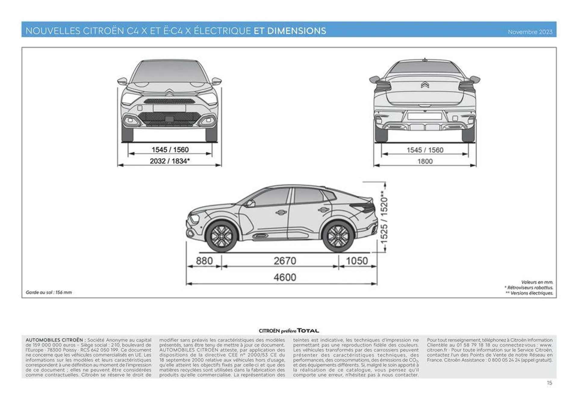 Citroën Ë-C4 X ÉLECTRIQUE Caractéristiques du 4 juillet au 31 décembre 2024 - Catalogue page 15