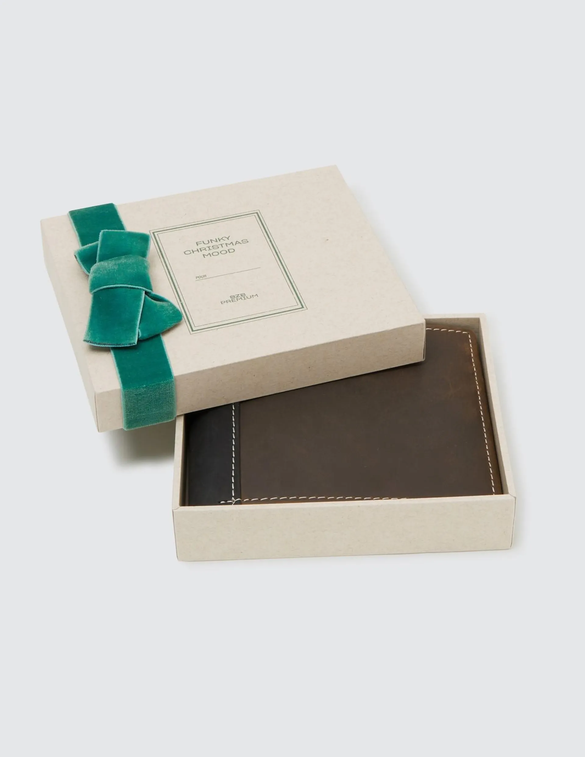 Coffret cadeau portefeuille cuir - Marron