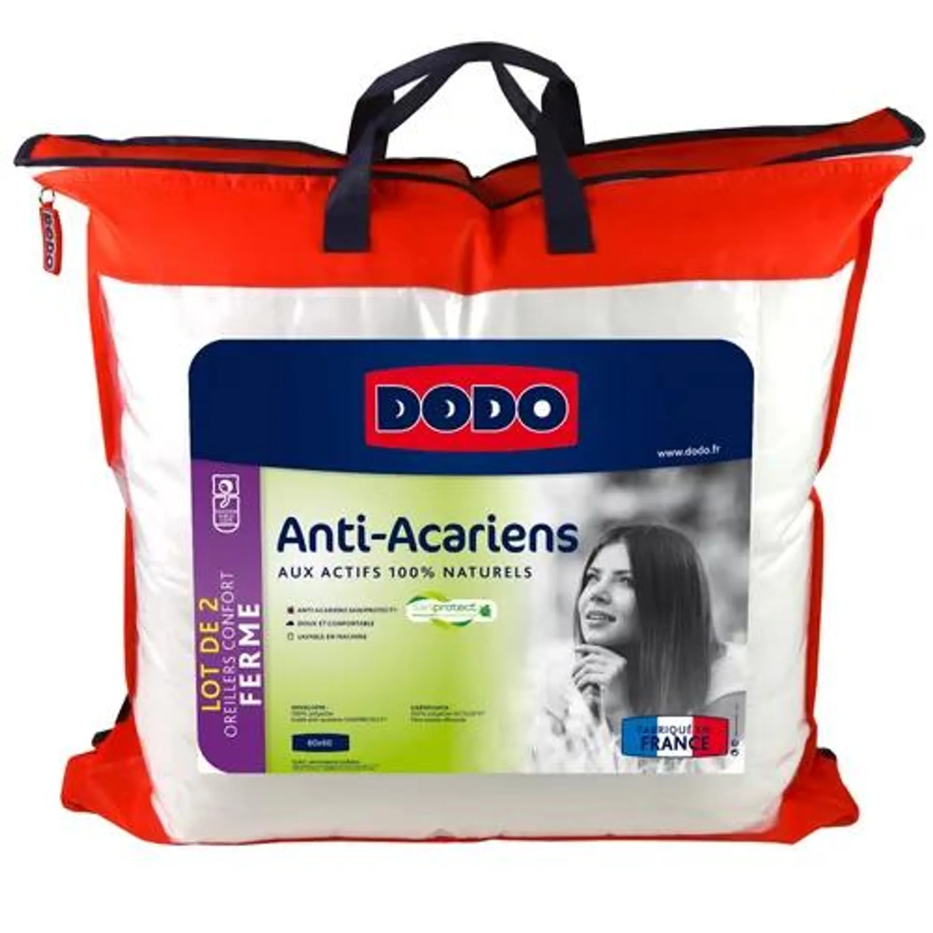 DODO Lot de 2 oreillers 60x60 cm SANIPROTECT ANTI-ACARIENS