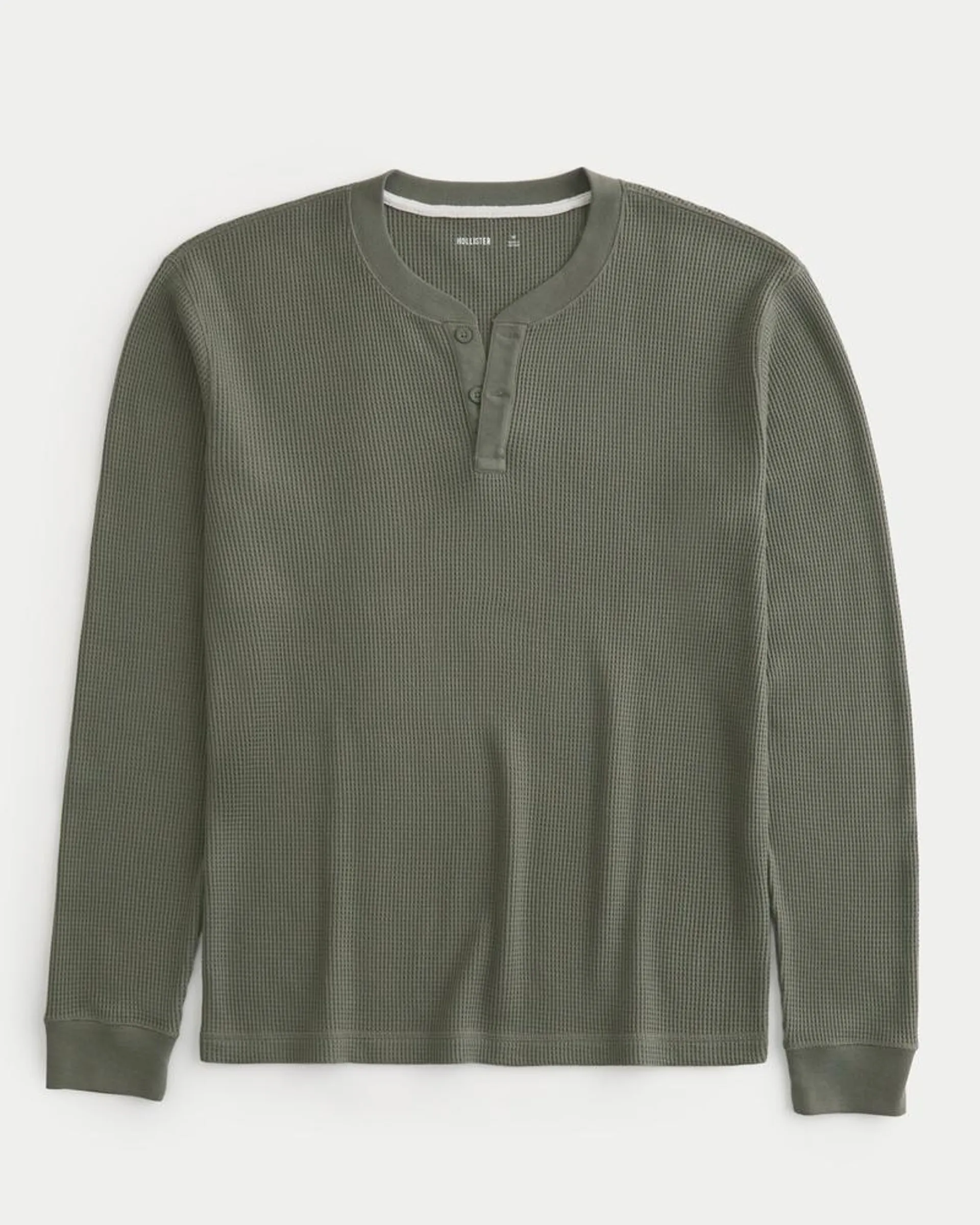 Relaxed Long-Sleeve Waffle Henley