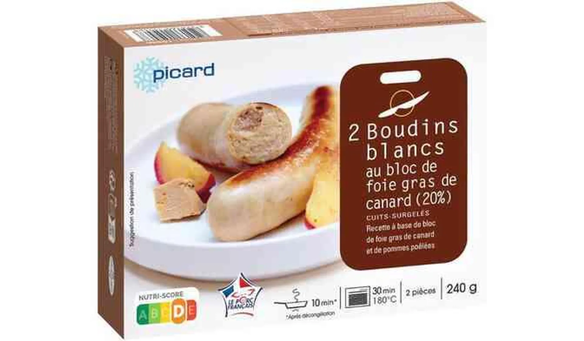 2 boudins blancs au bloc de foie gras de canard (20%)