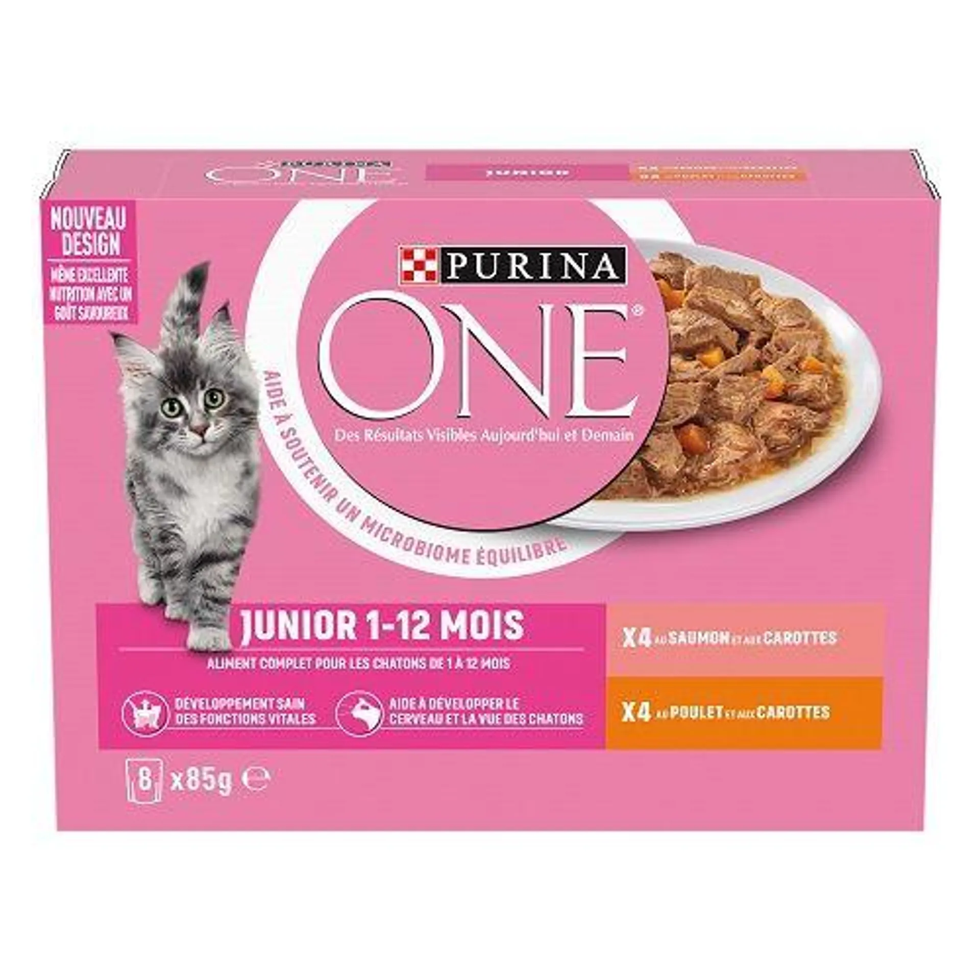 Effilés en Sauce 2 saveurs Saumon et Poulet pour chat junior