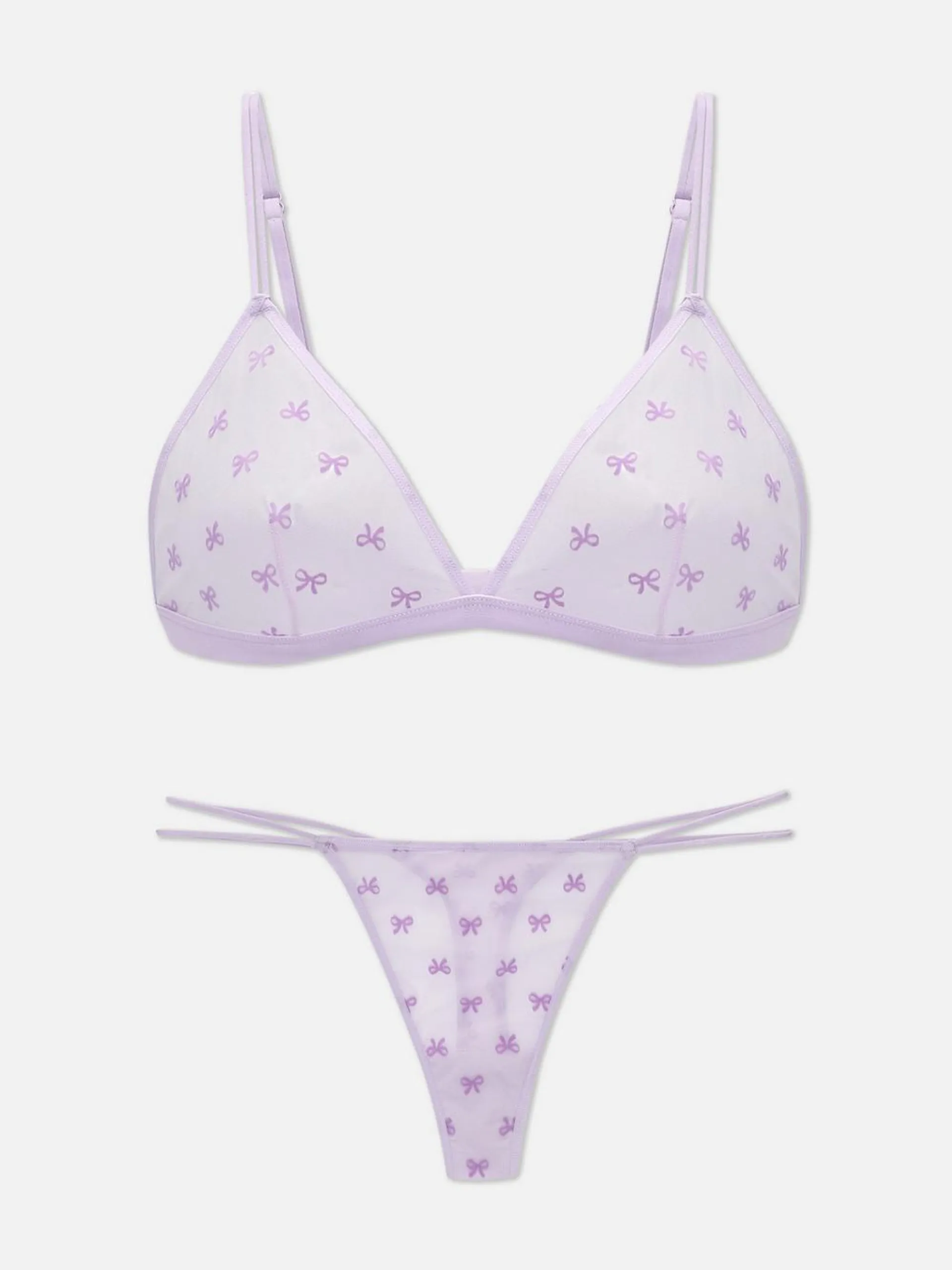 Ensemble floqué soutien-gorge triangle et string