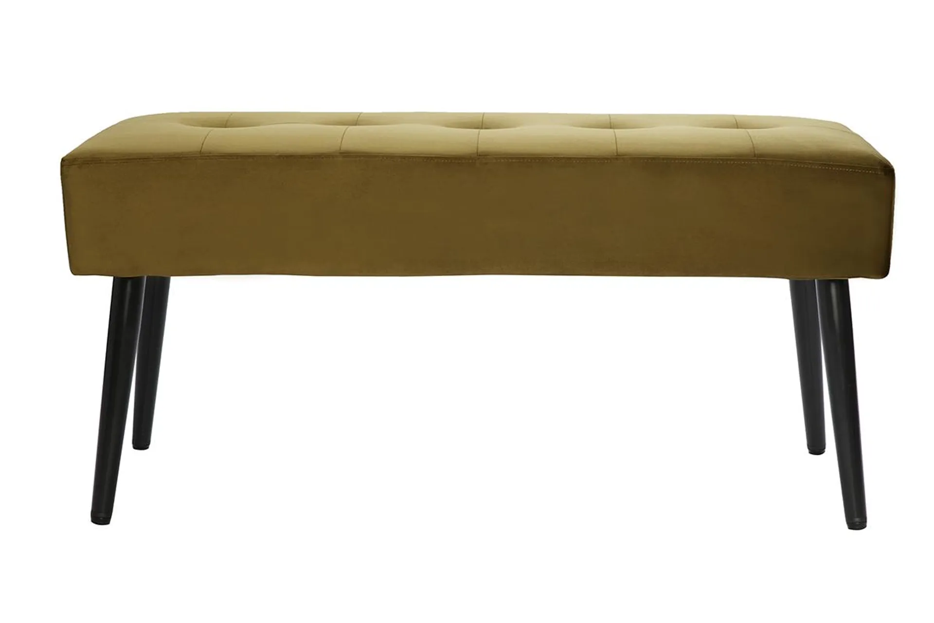 Banc design capitonné en tissu velours bronze et métal noir L96 cm GUESTA