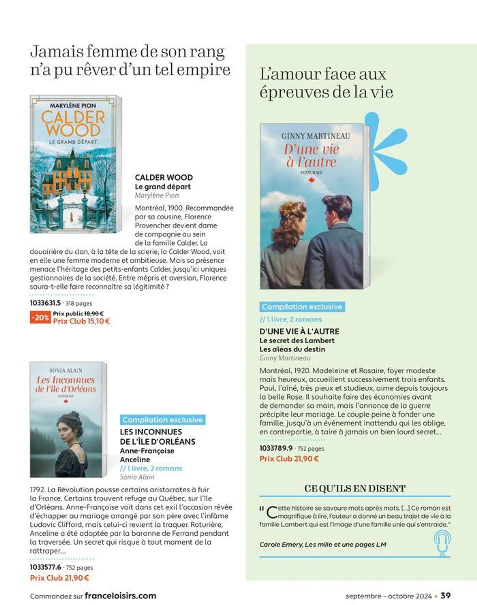 Septembre - Octobre 2024 du 2 septembre au 31 octobre 2024 - Catalogue page 39