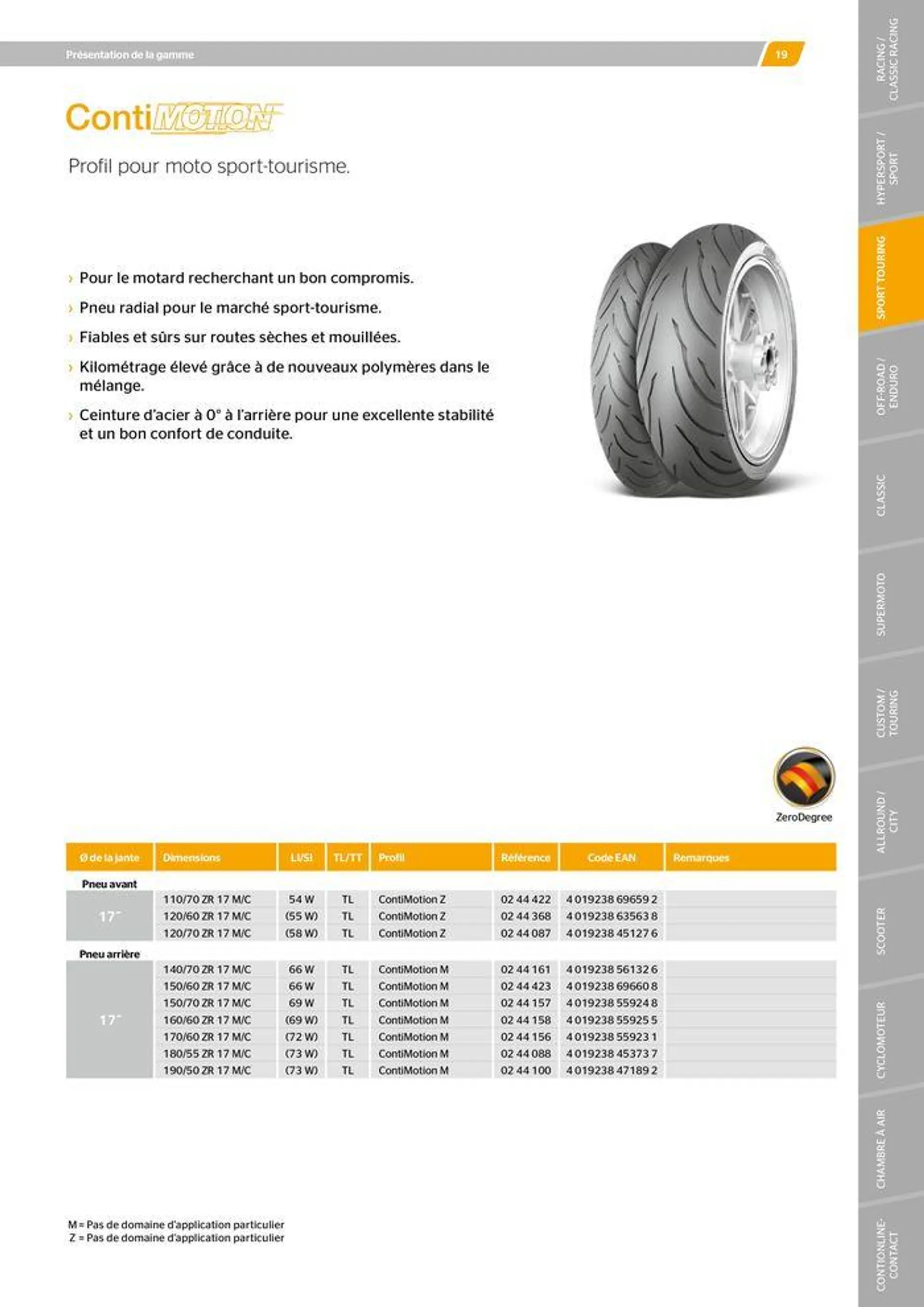 CONTINENTAL : Barème de facturation 2023 du 21 mai au 31 décembre 2024 - Catalogue page 19