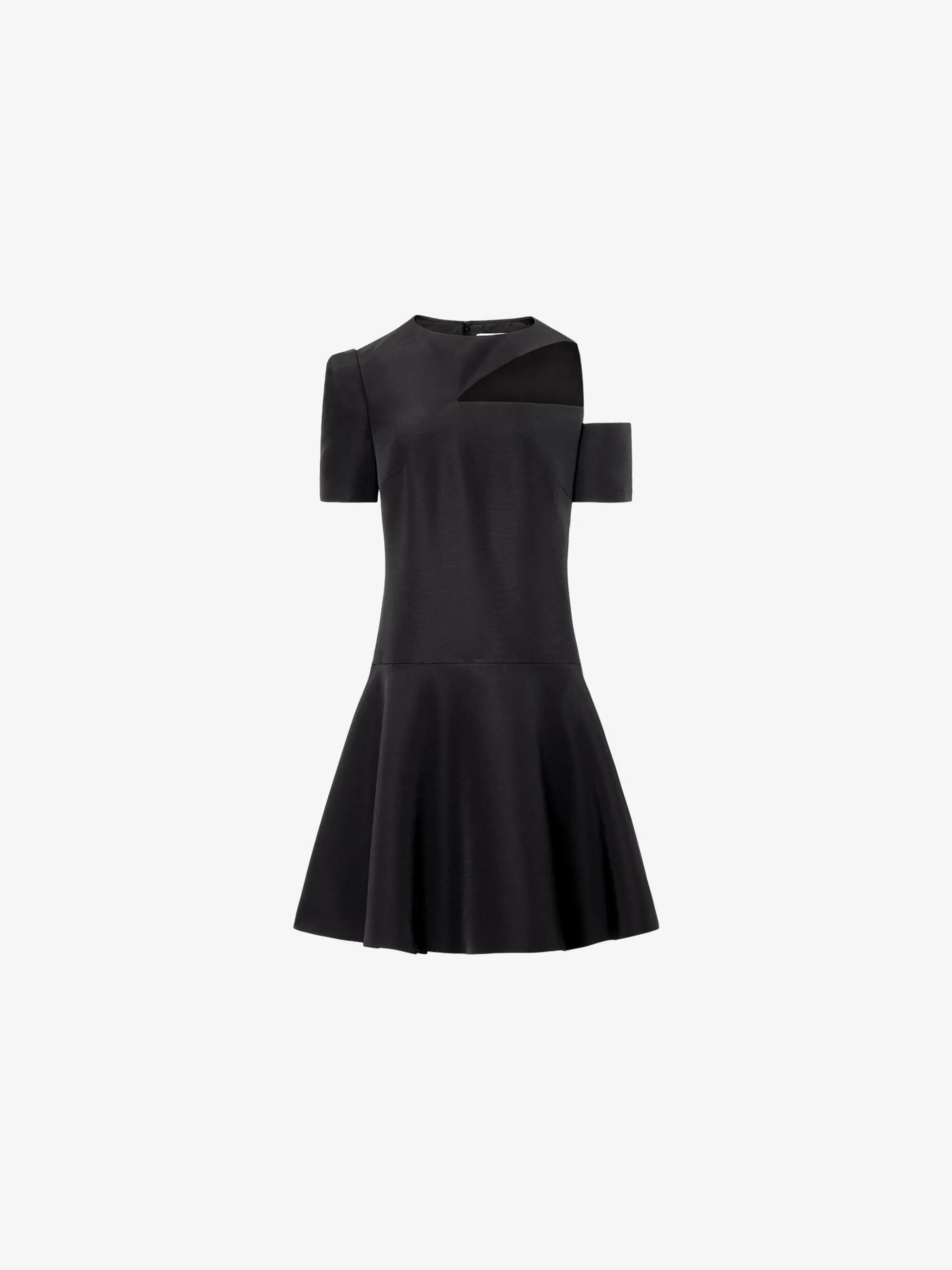 EMILIE MIDI ASYMMETRICAL DRESS IN SILK AND WOOL