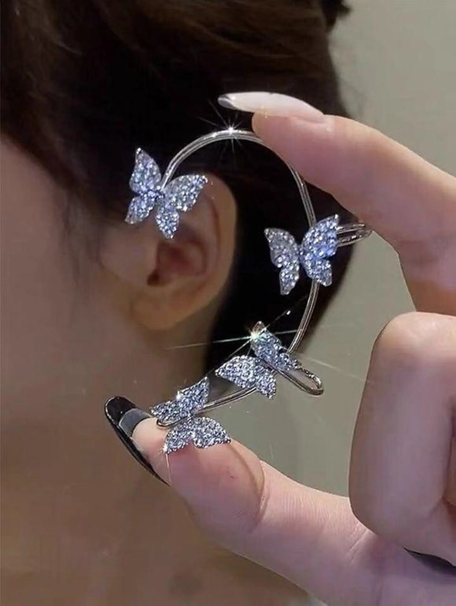 Boucles D'Oreilles Oreilles Clous Motif Papillon avec Strass