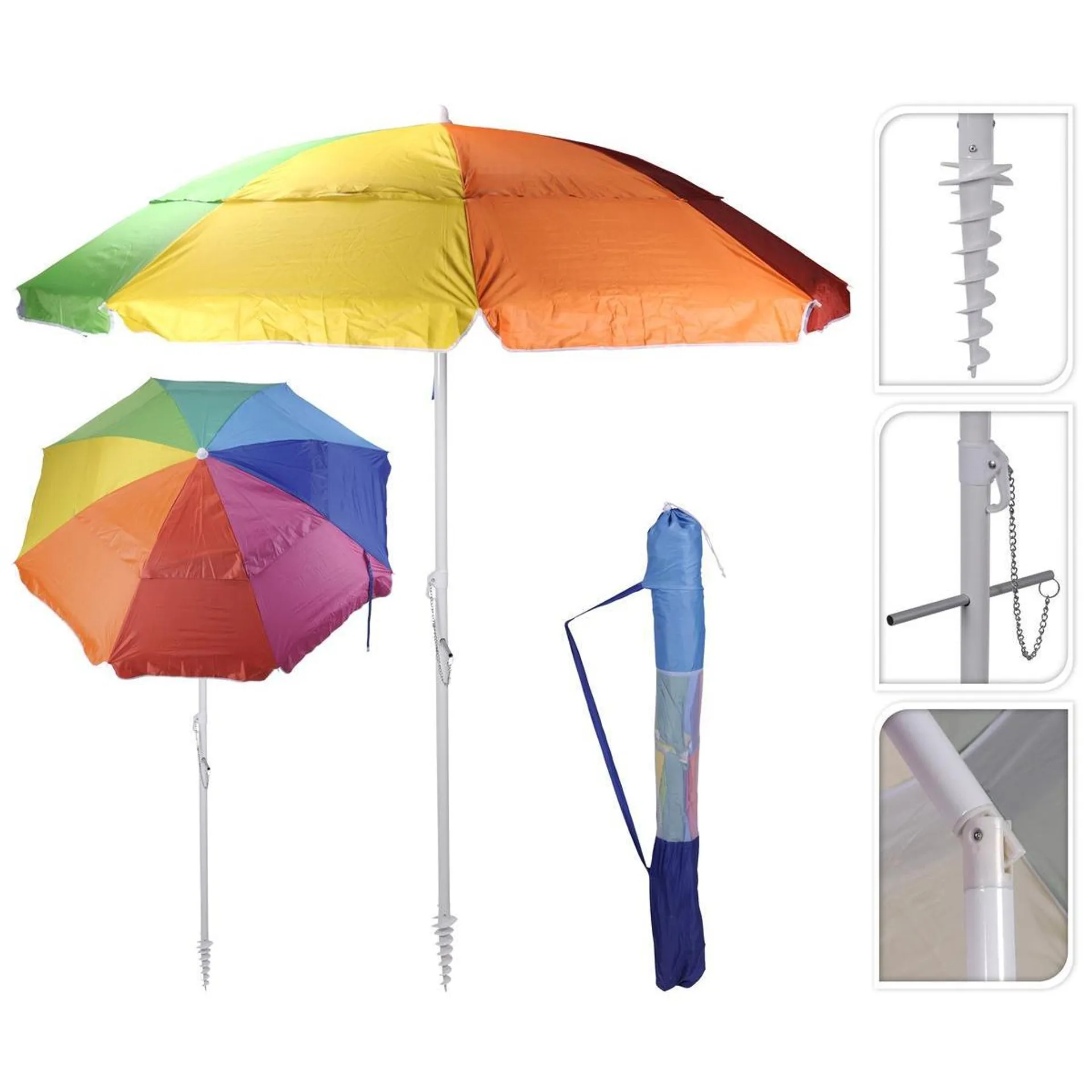 Parasol de plage arc-en-ciel - ø 220 cm