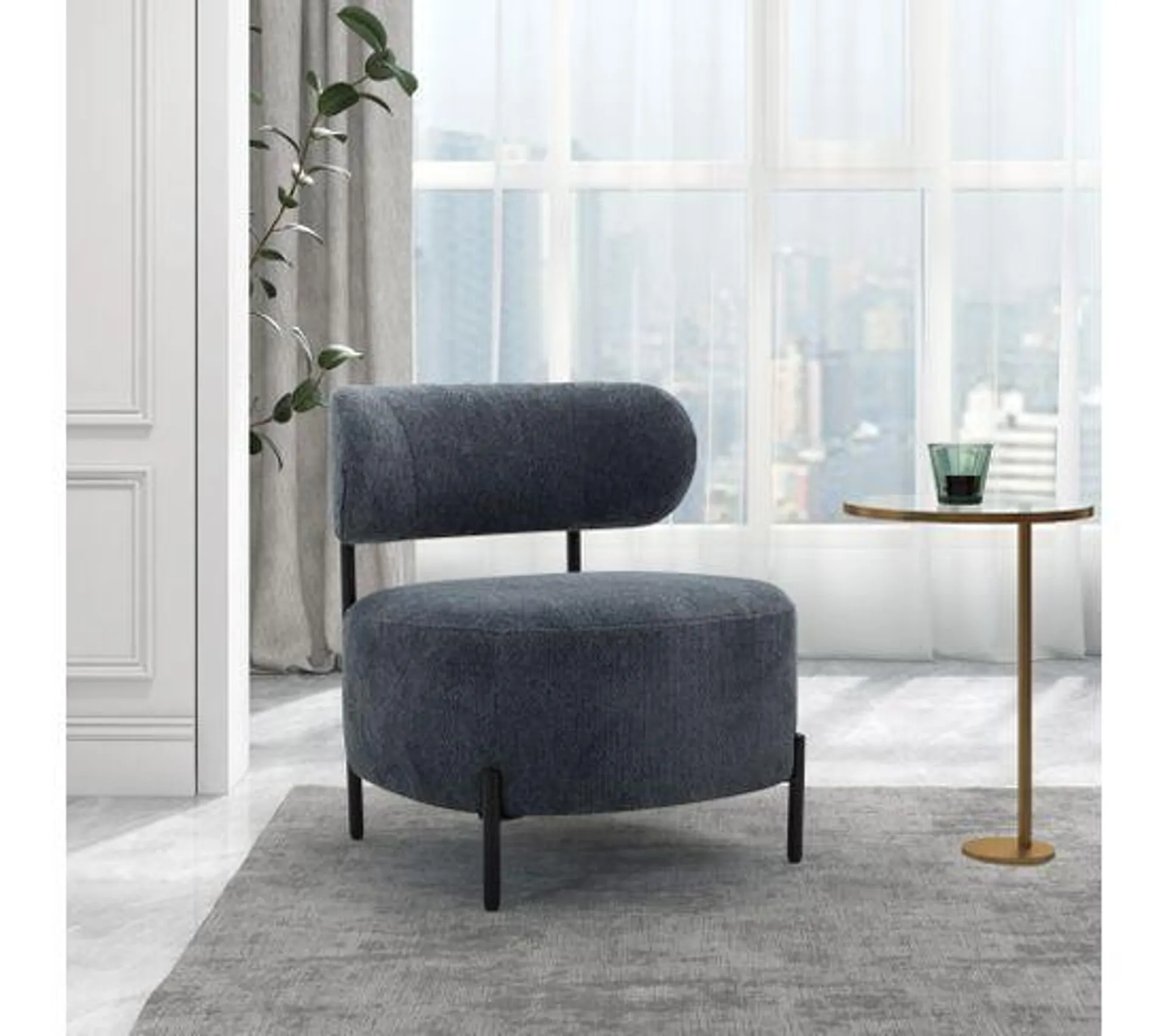 Fauteuil fixe ISEE tissu bleu foncé