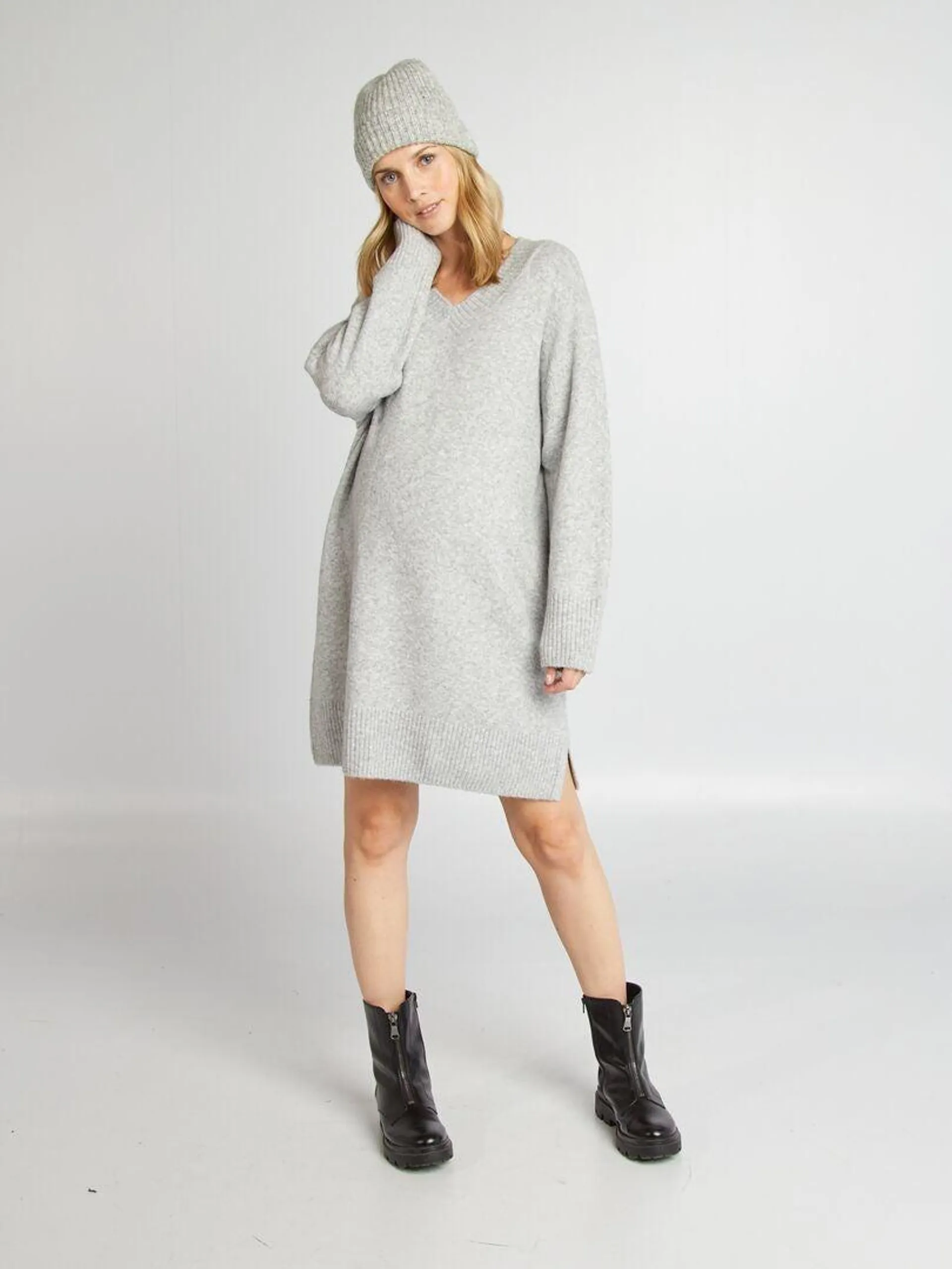 Robe grossesse en mail - Gris